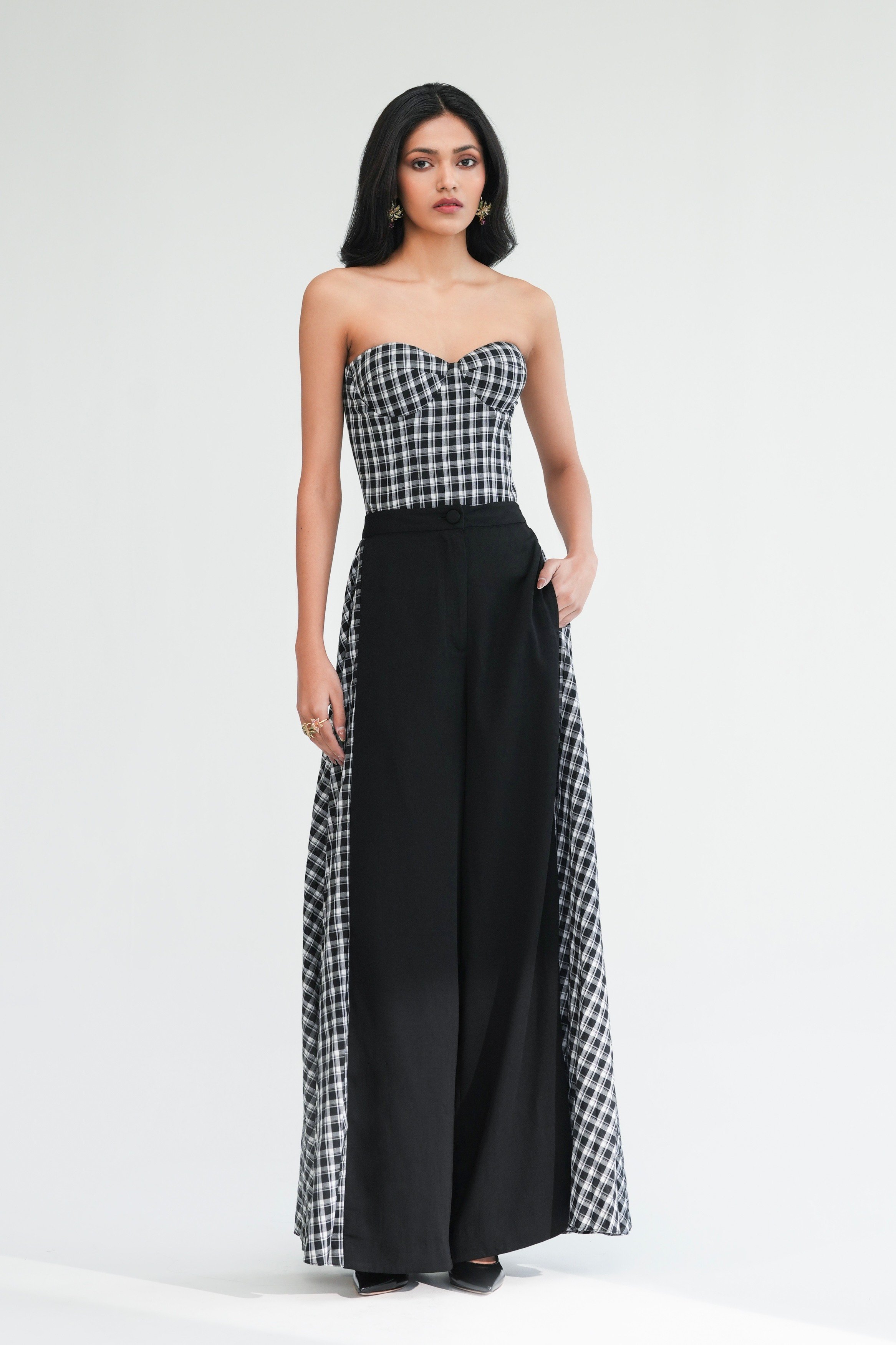 Cotton Check Sculpted Corset