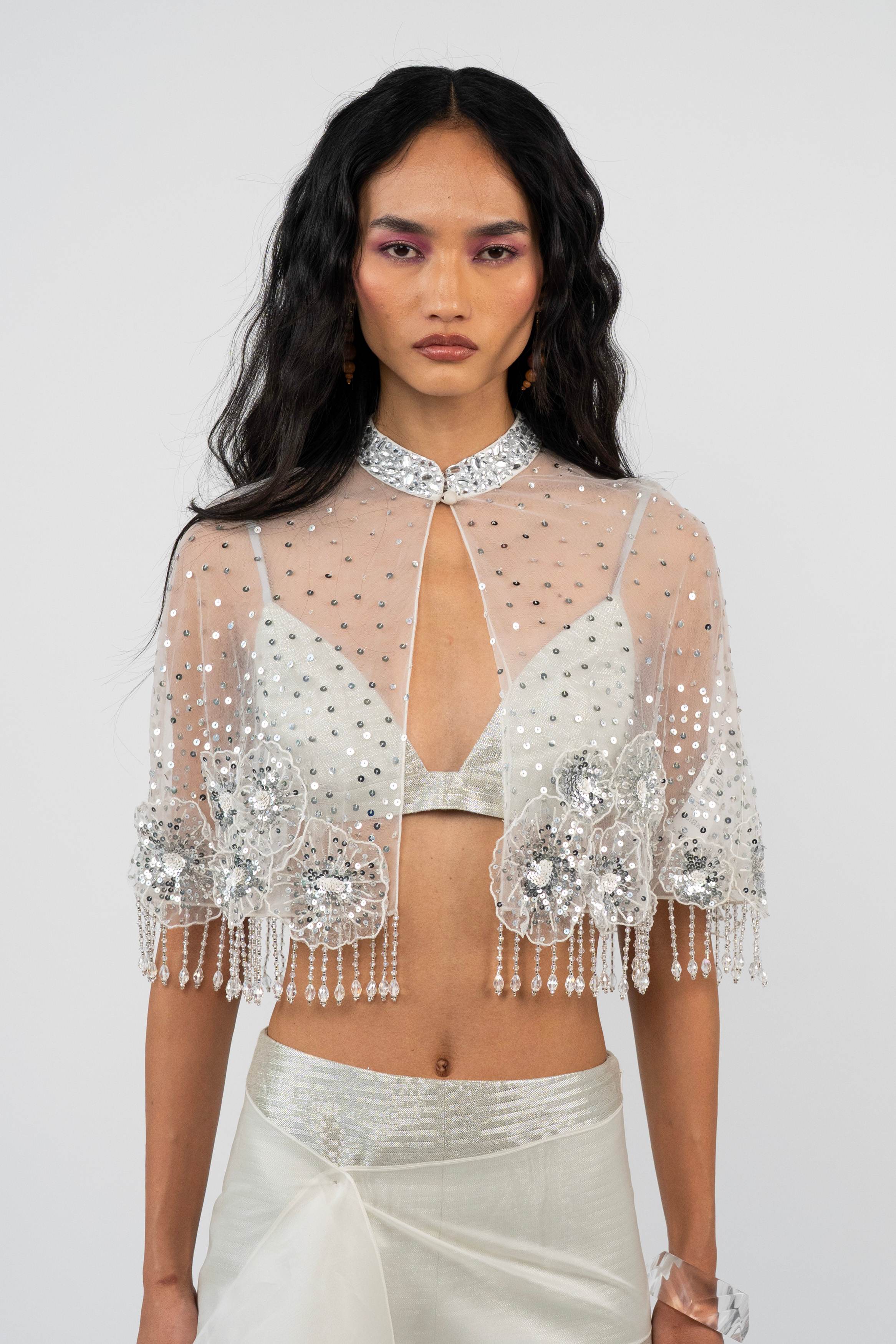 Ivory Celestial Petal Scallop Cape