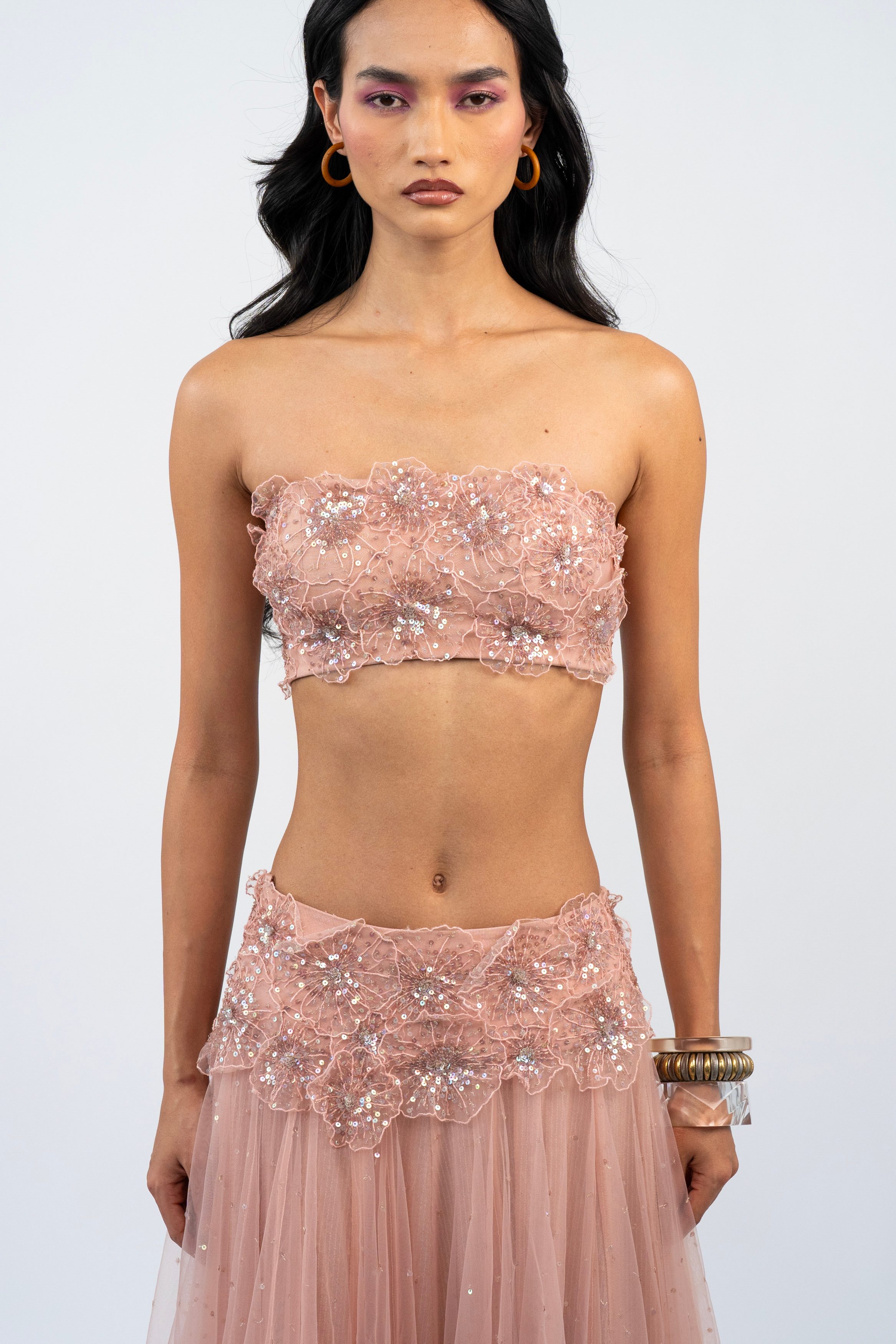 Blush Floral Illusion Tube Top