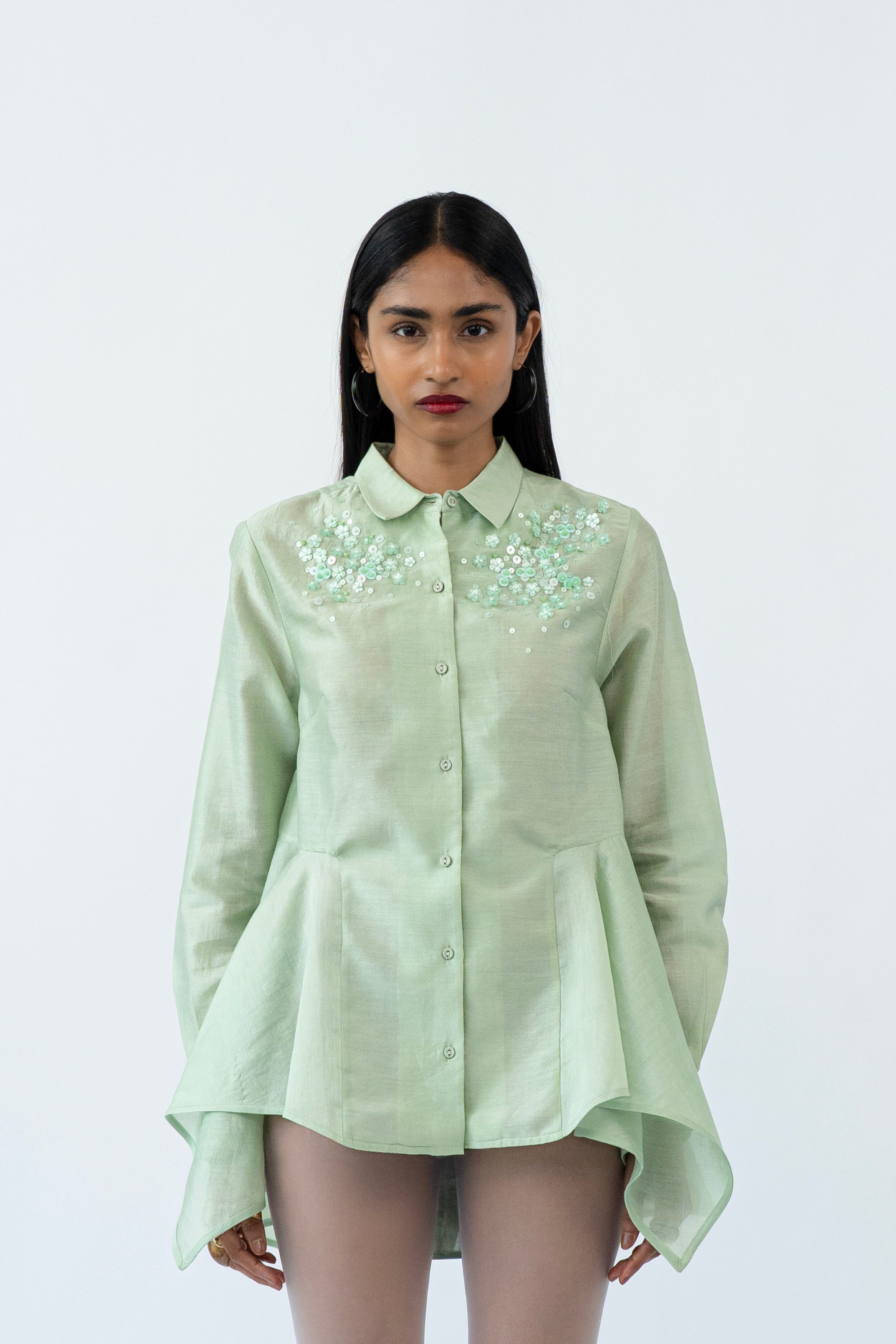 Mint Artisan Bloom Chanderi Shirt
