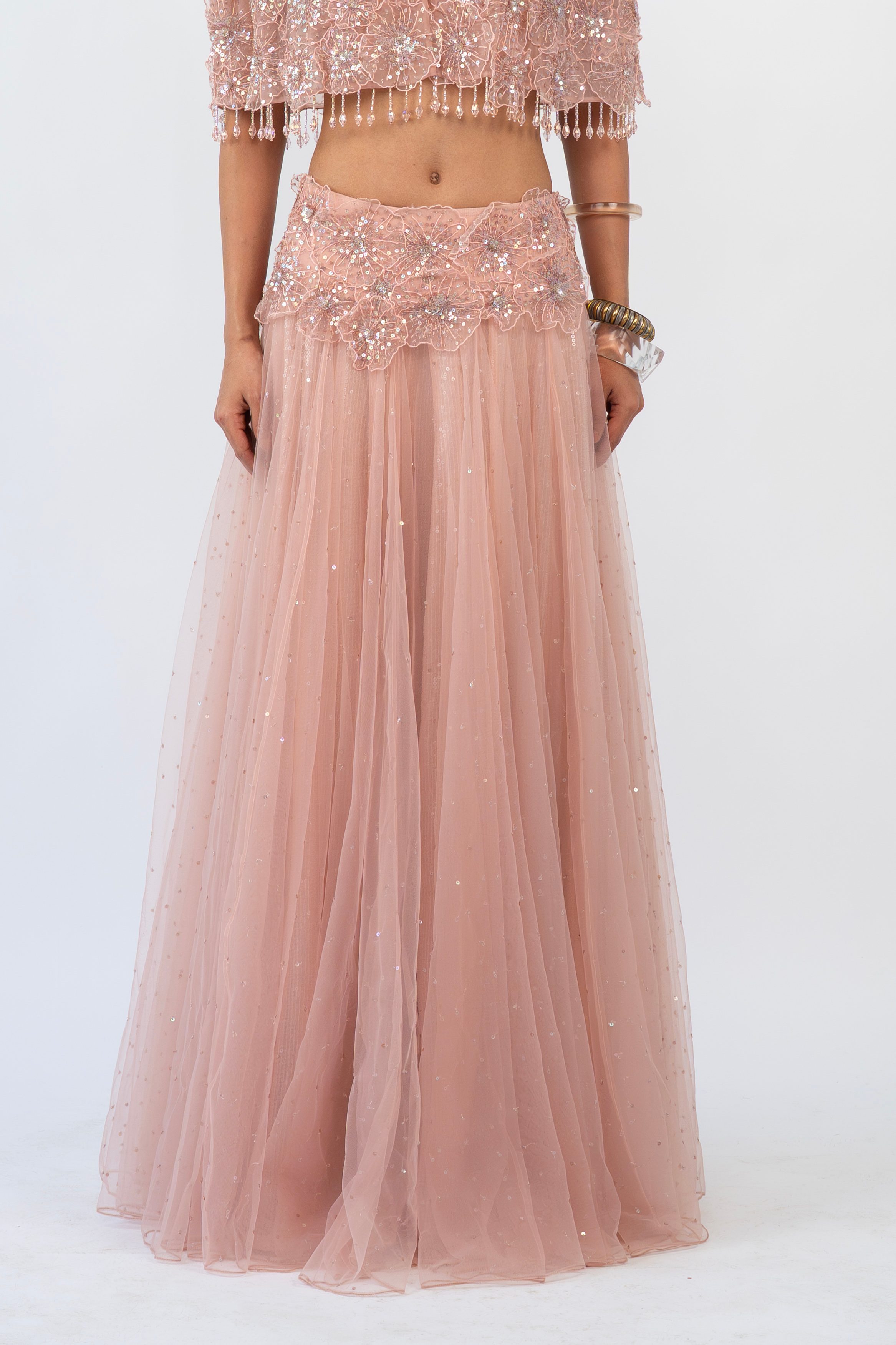 Blush Blossom Drift Flared Skirt
