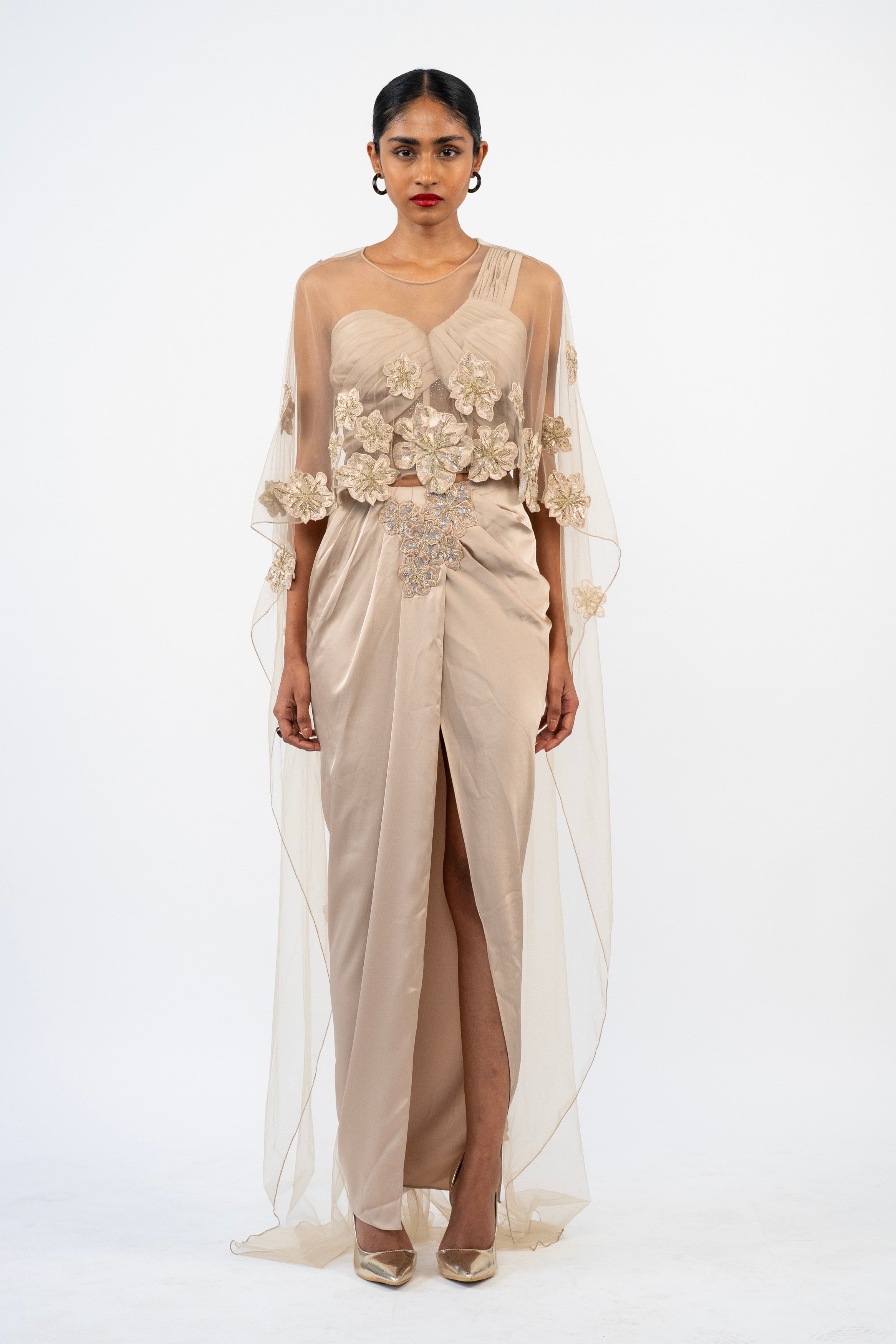 Champagne Bloom Draped Skirt