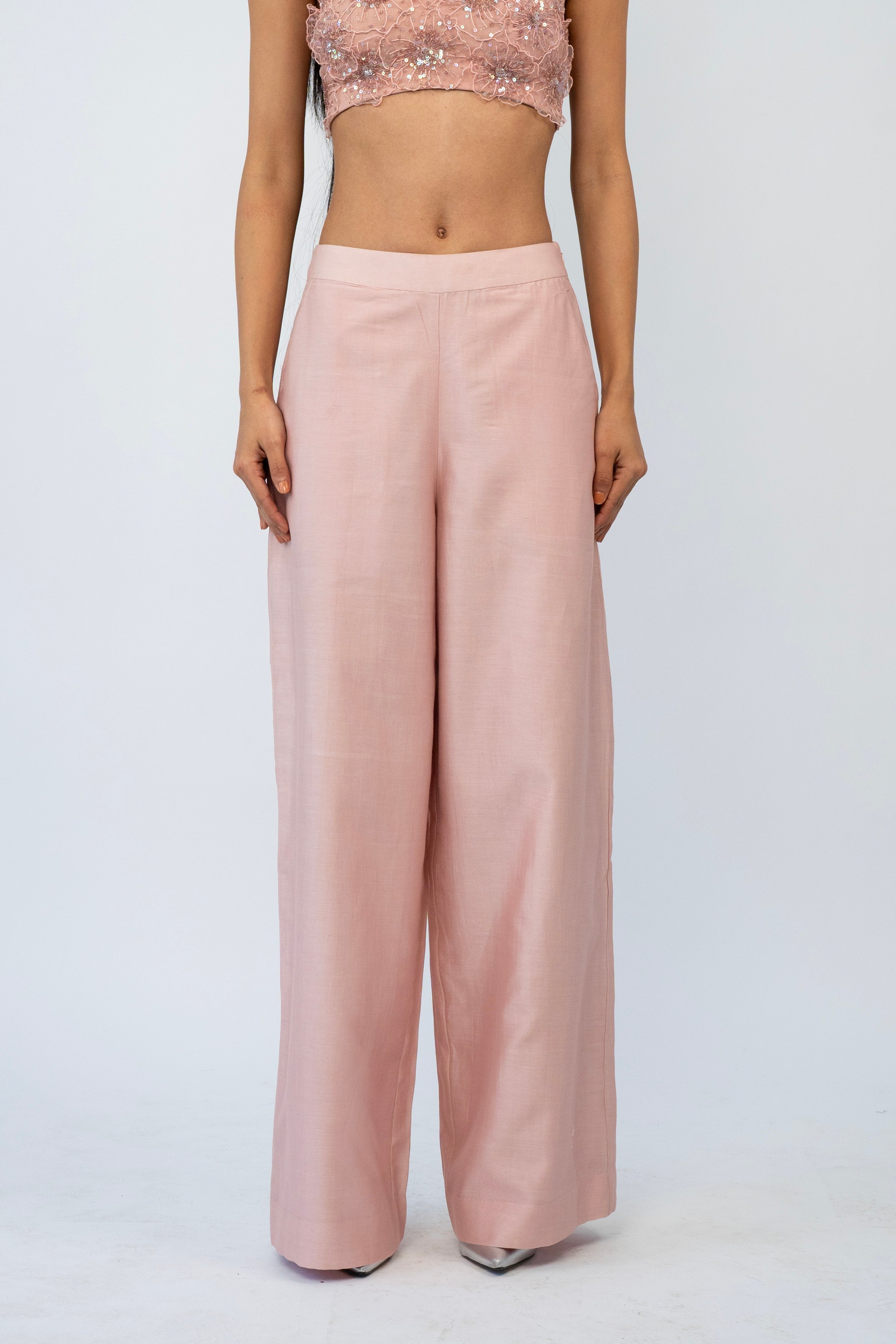 Blush Effortless Chanderi Trousers