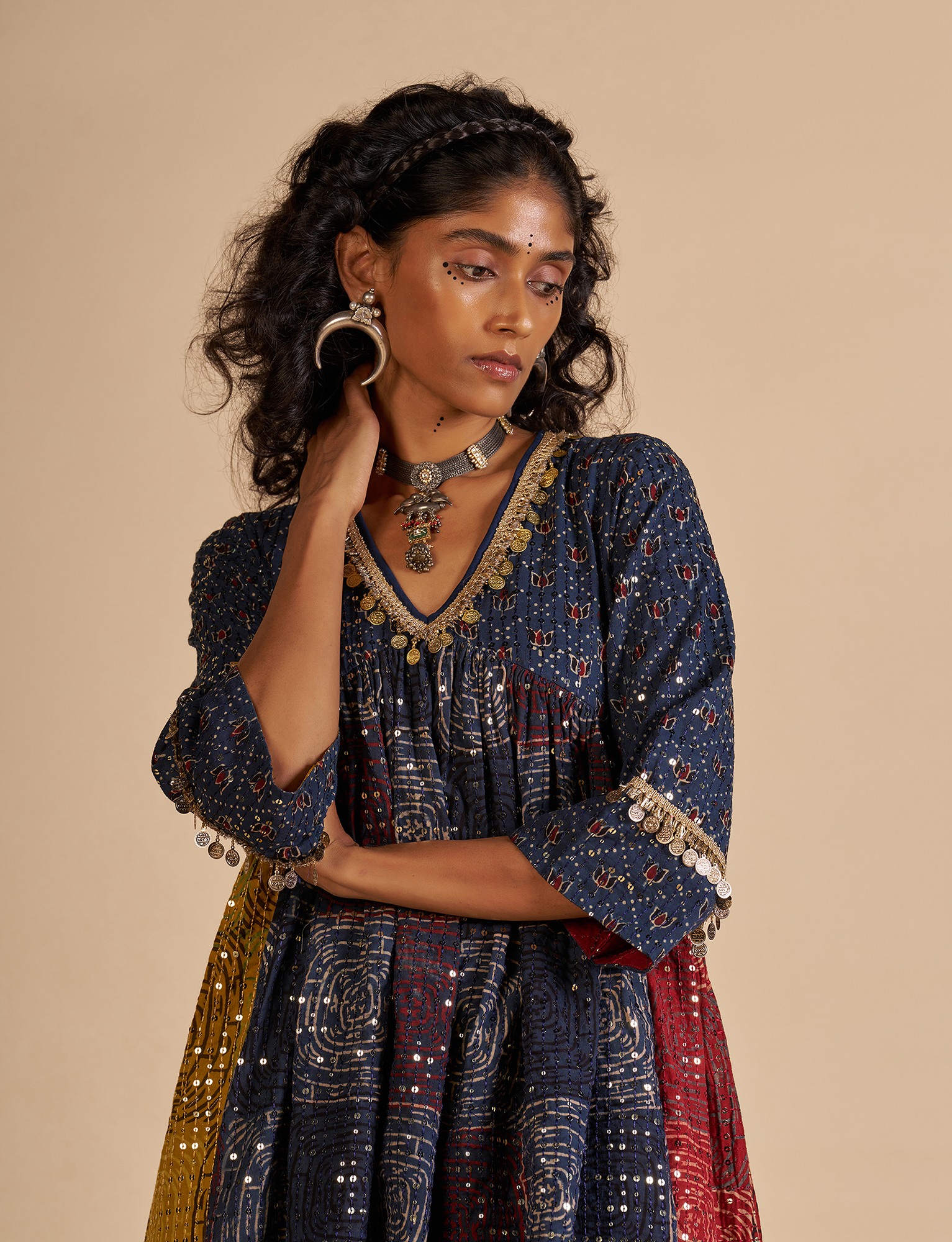 Ajrakh Embroidered Kurta
