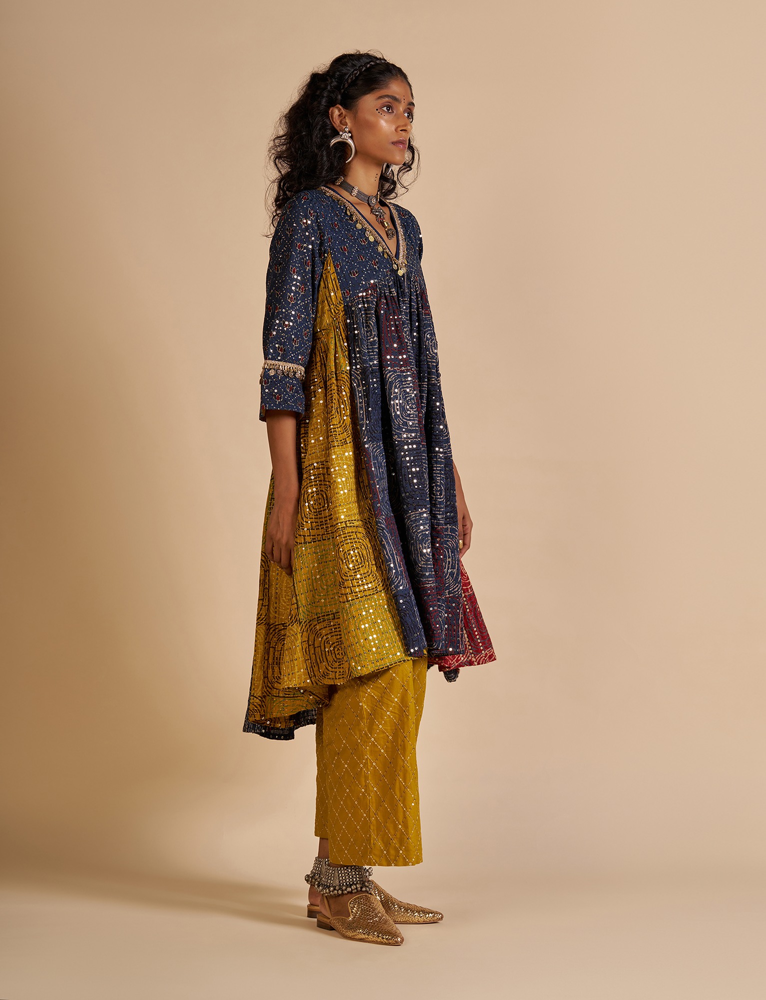 Ajrakh Embroidered Kurta