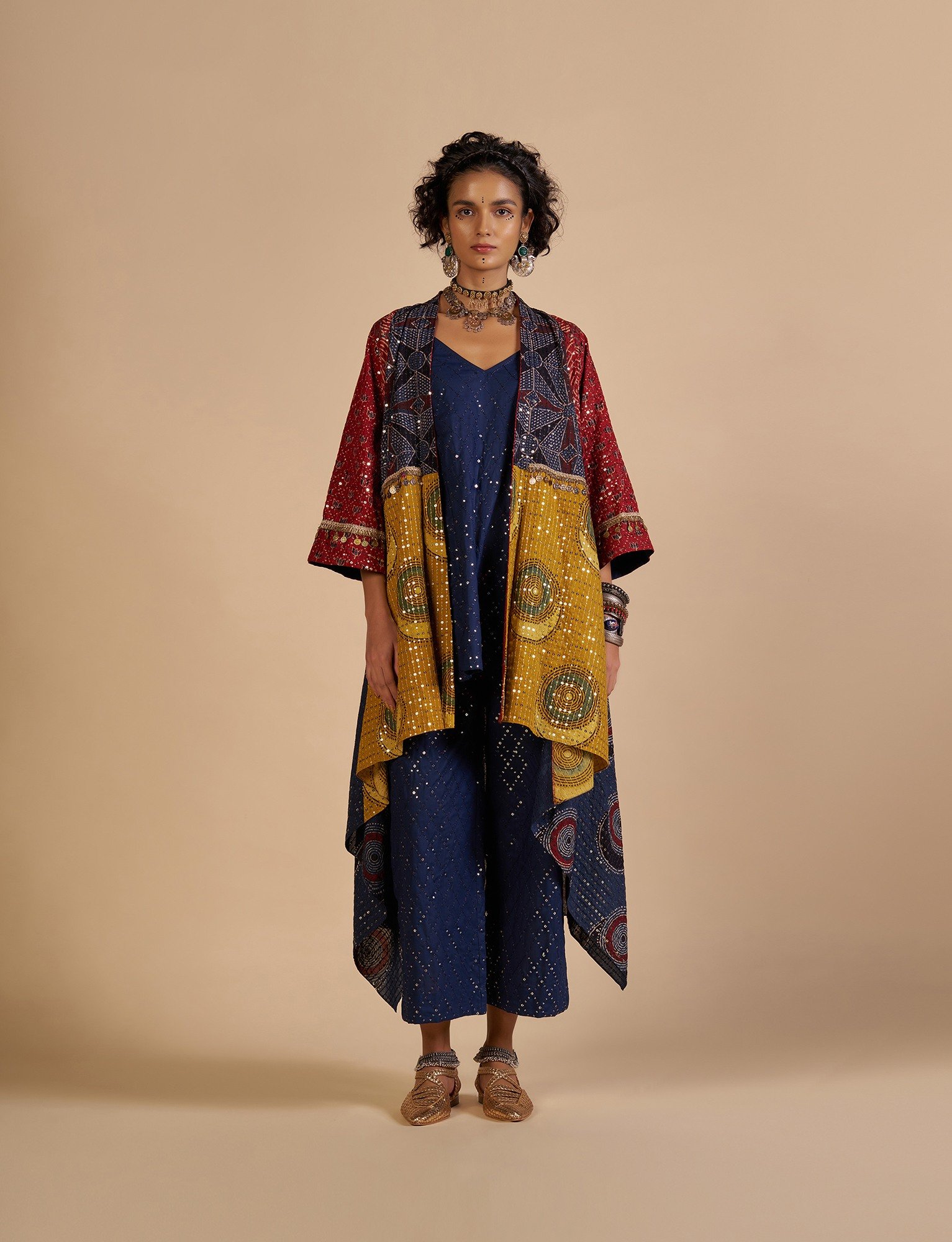 Ajrakh Embroidered Overlay