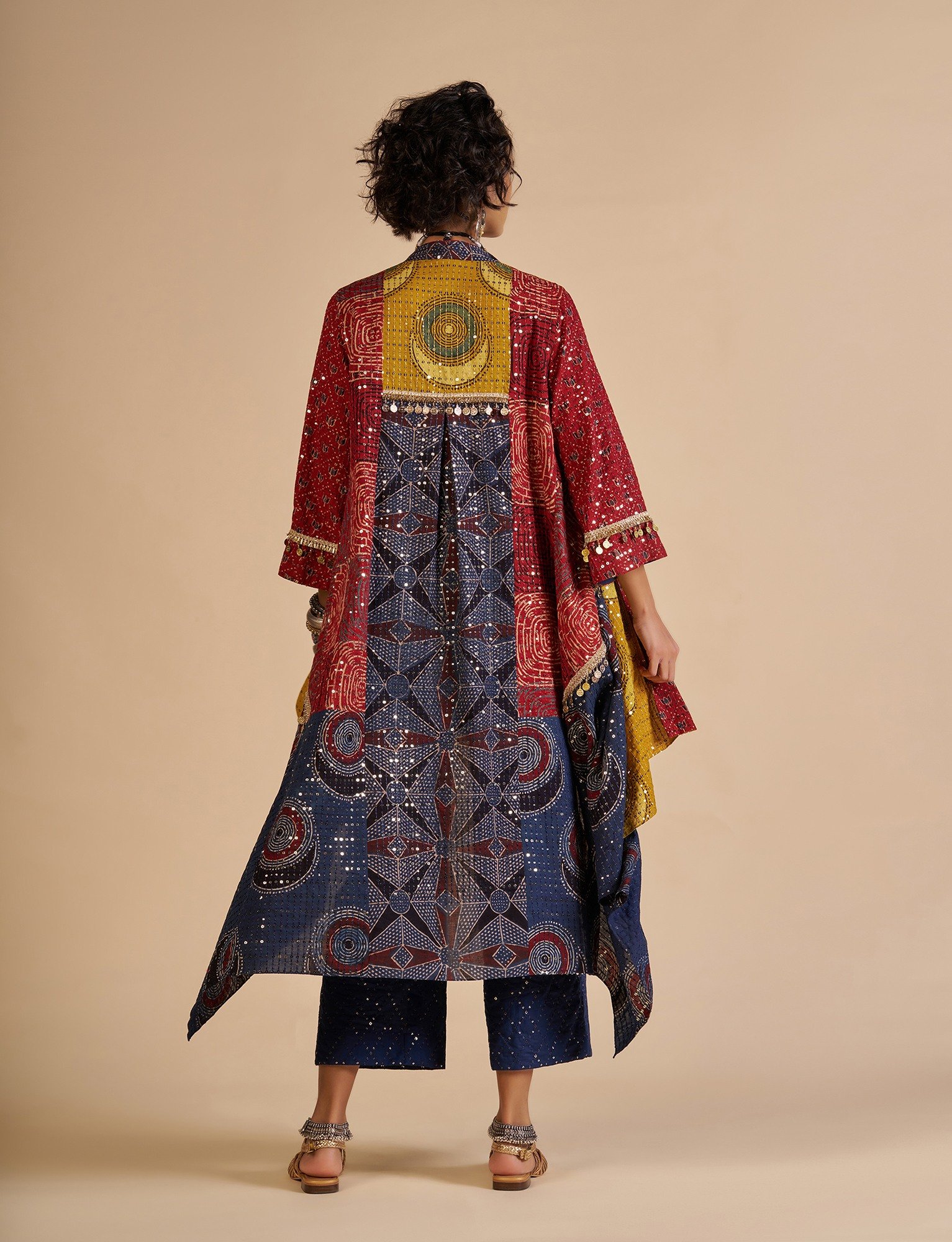 Ajrakh Embroidered Overlay