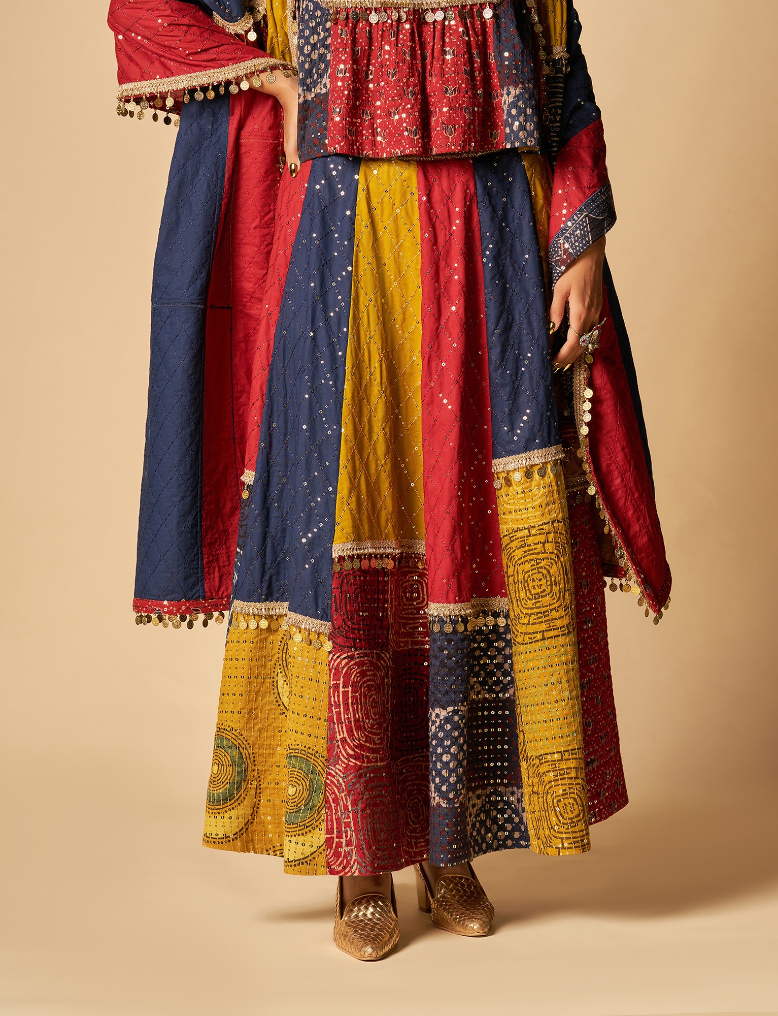 Ajrakh Embroidered Skirt