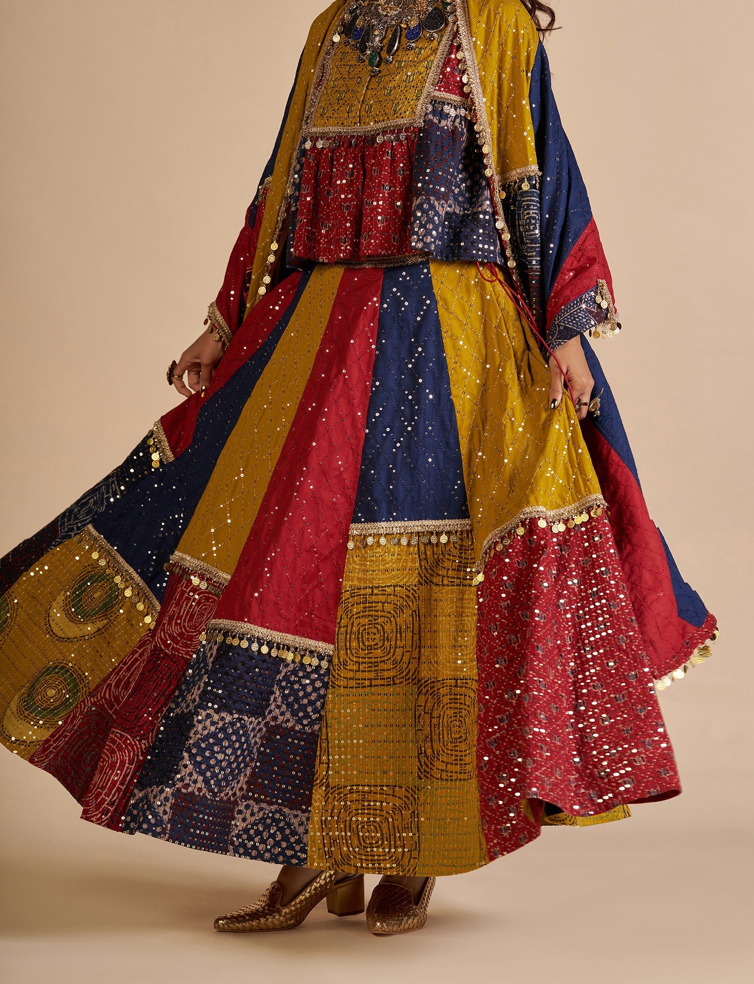 Ajrakh Embroidered Skirt
