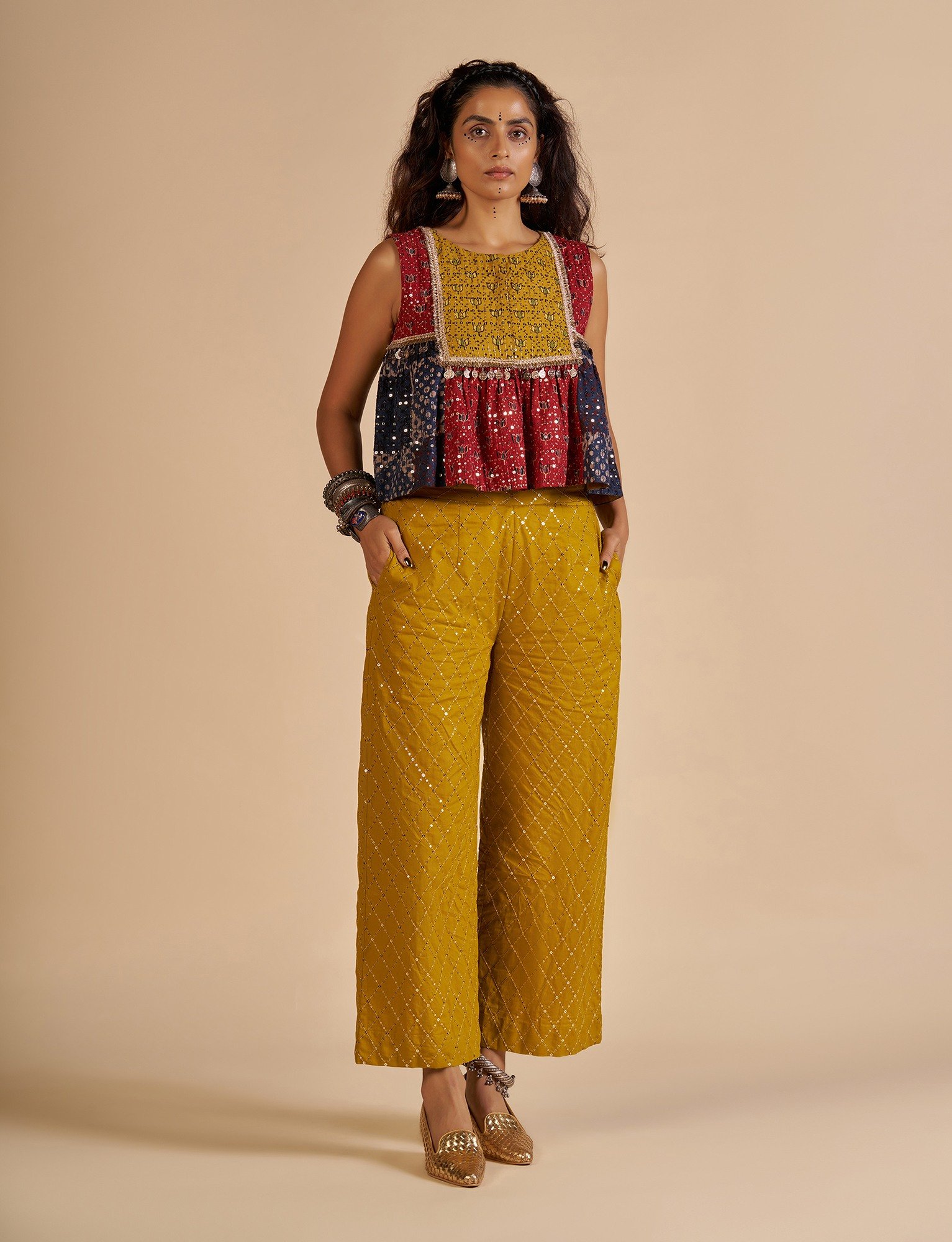 Ajrakh Embroidered Top