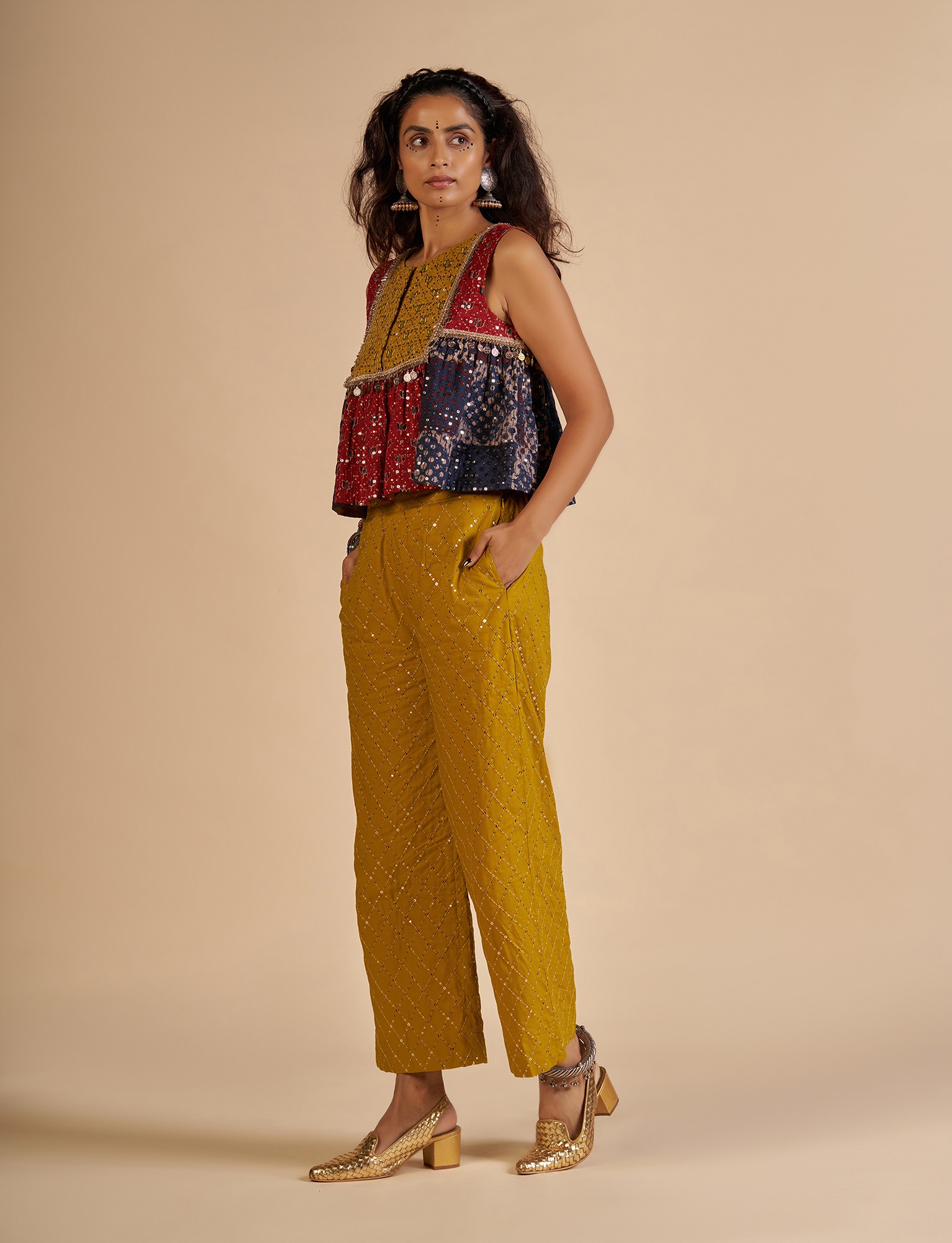 Ajrakh Embroidered Top