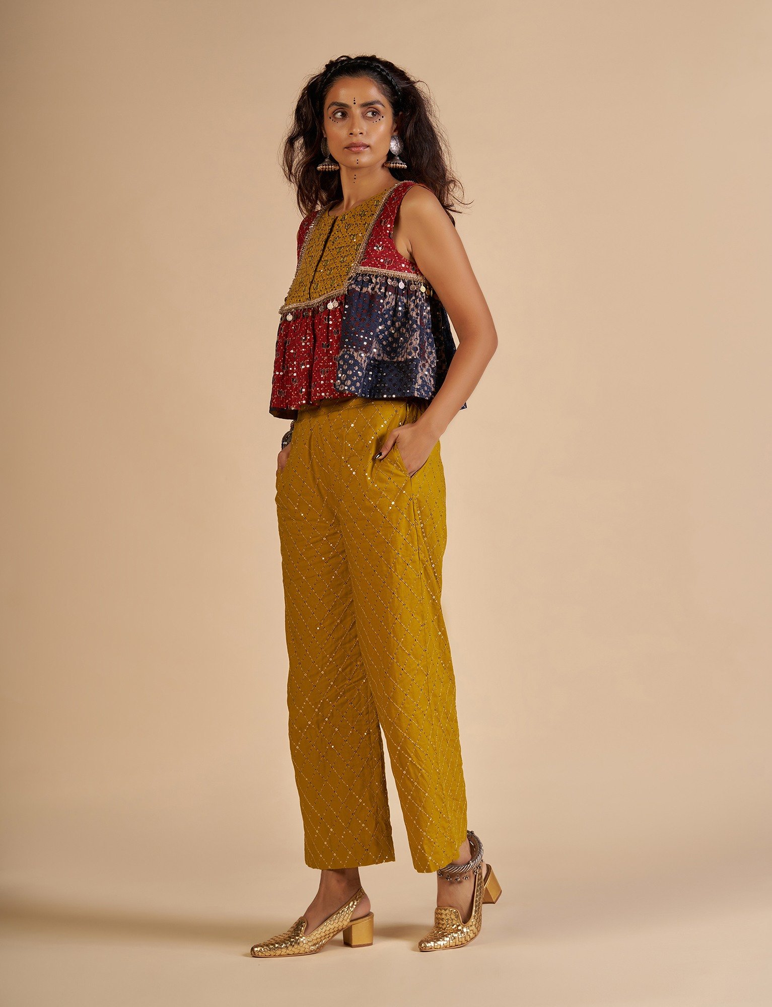 Sequin Embroidered Pants