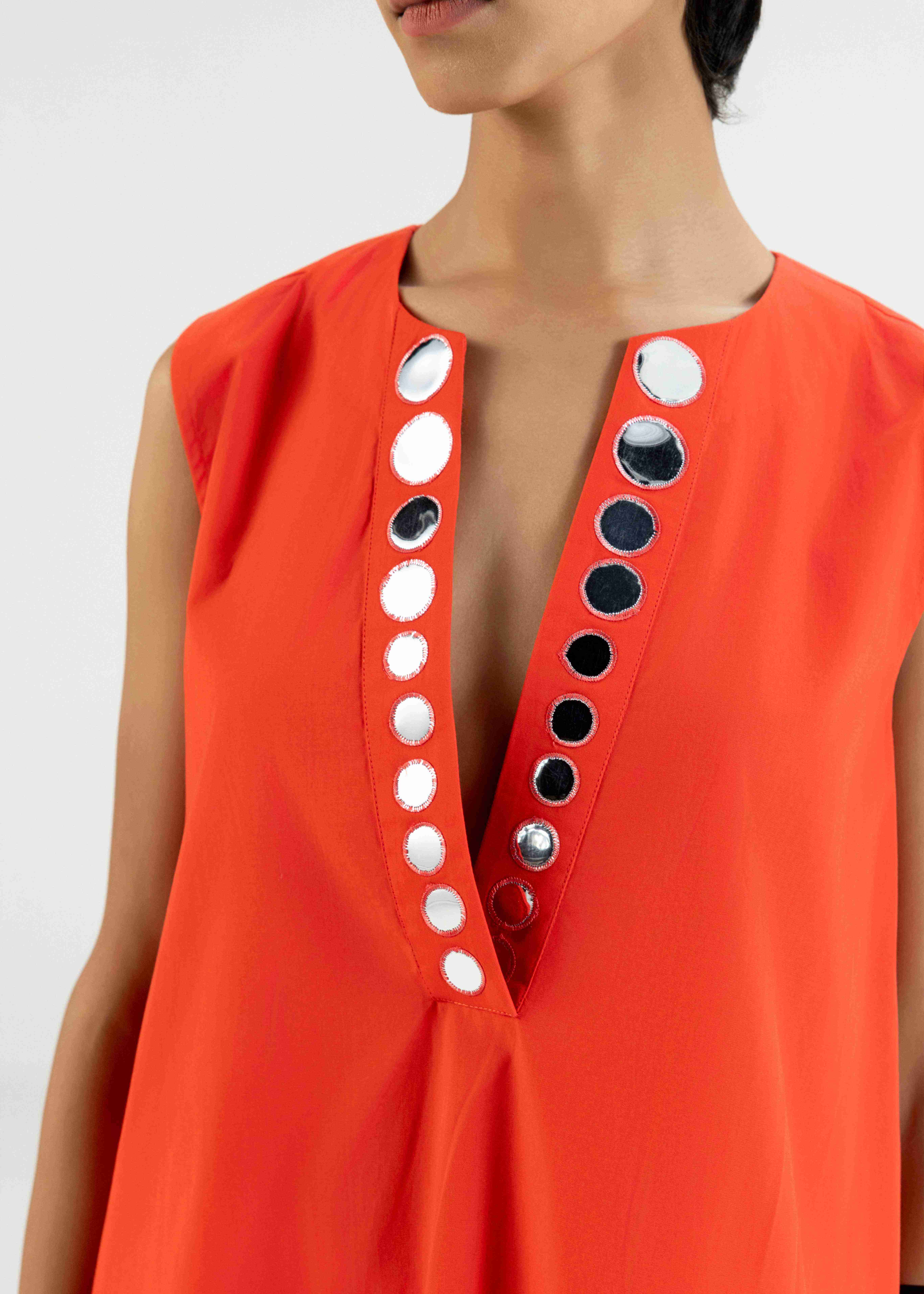 Orange sleeveless Tunic