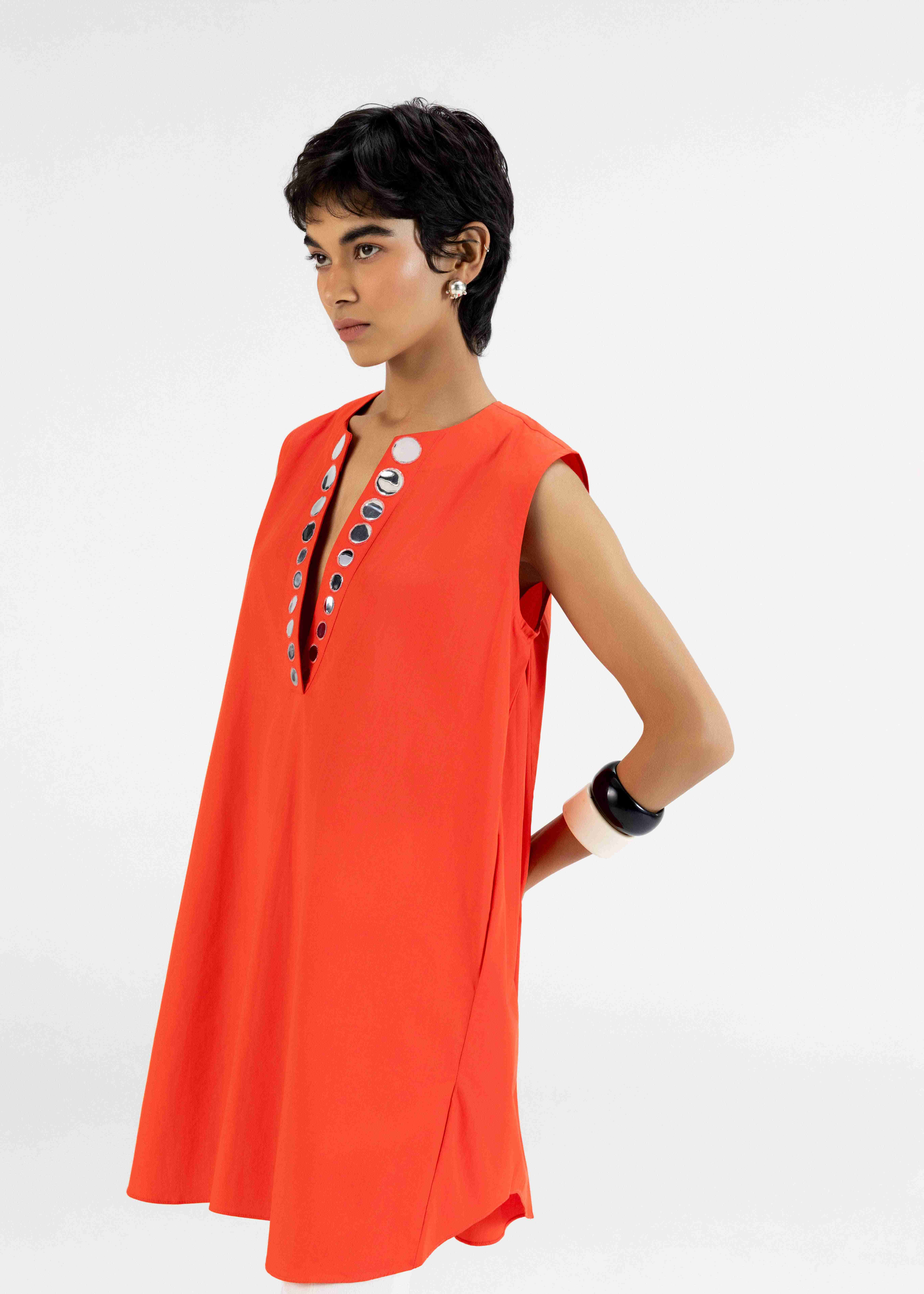 Orange sleeveless Tunic