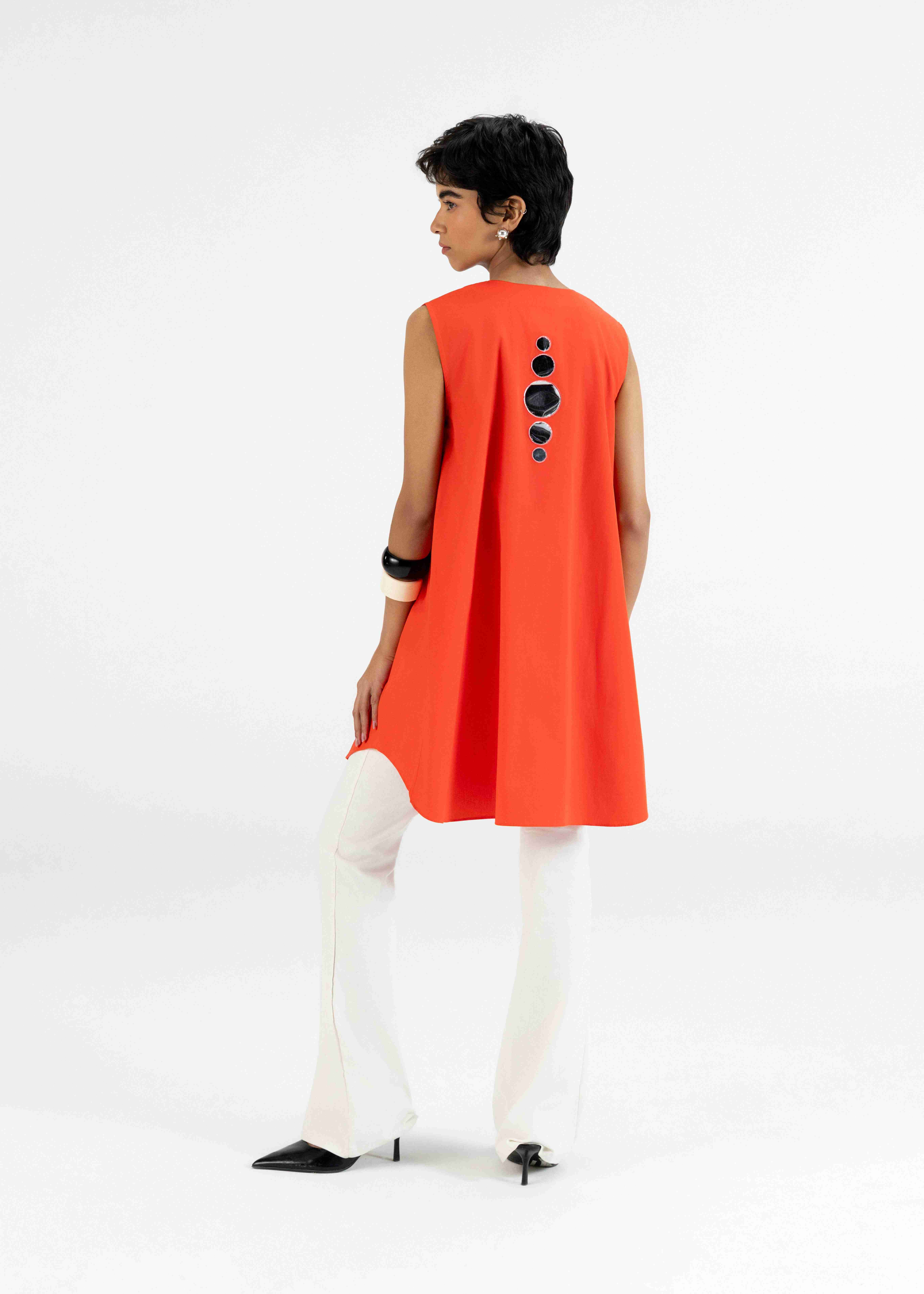 Orange sleeveless Tunic