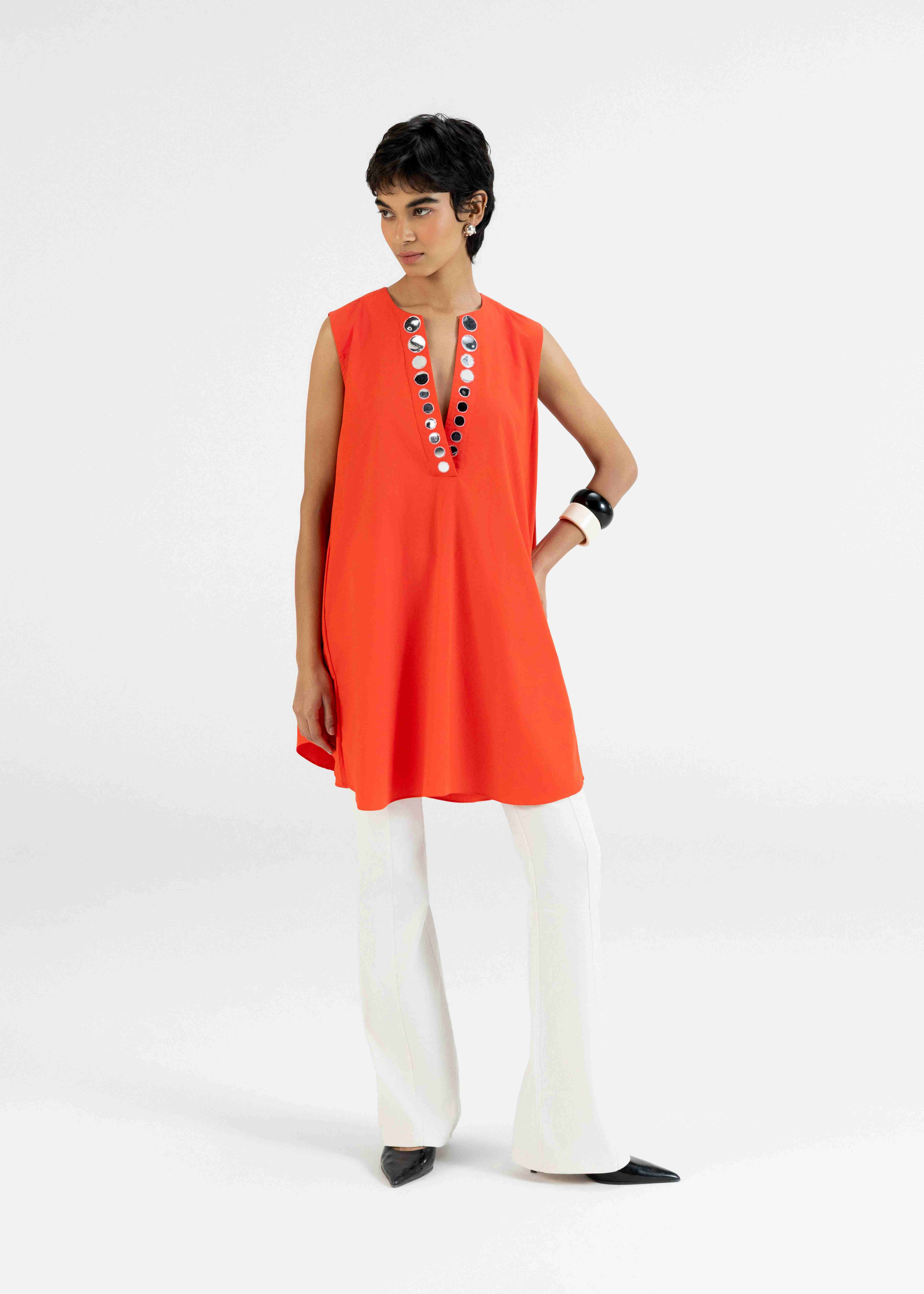 Orange sleeveless Tunic