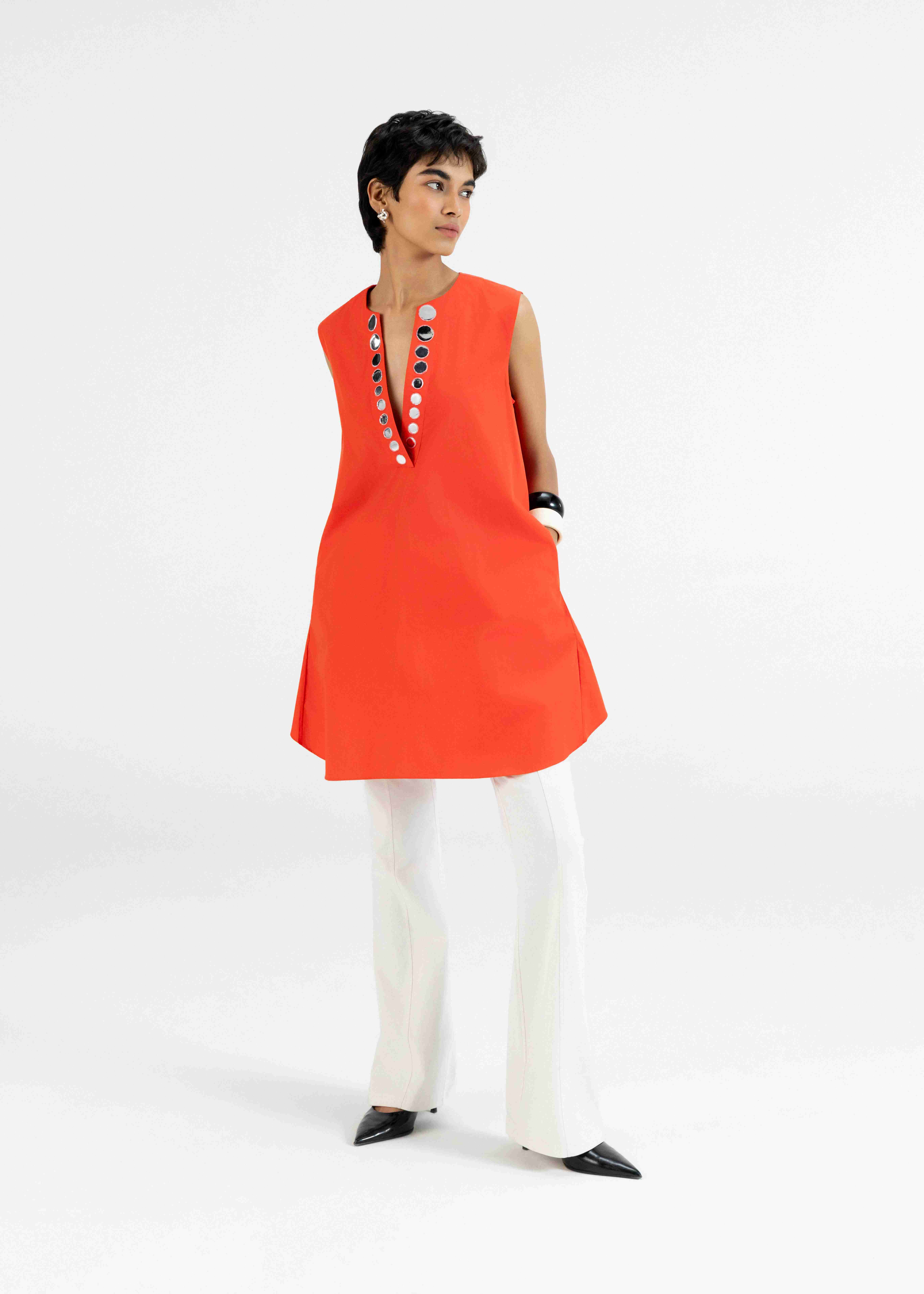 Orange sleeveless Tunic