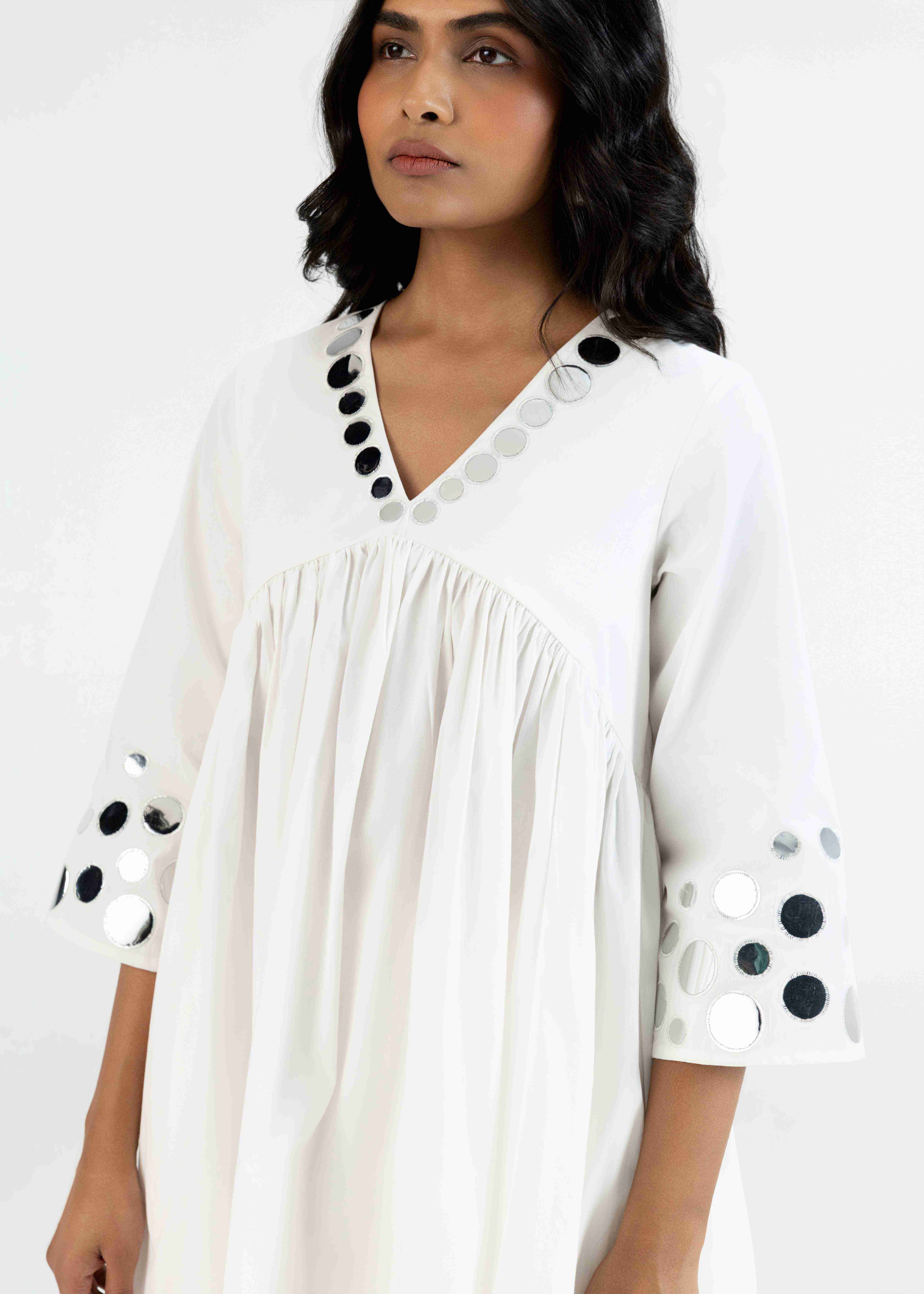 White Gathered Tunic