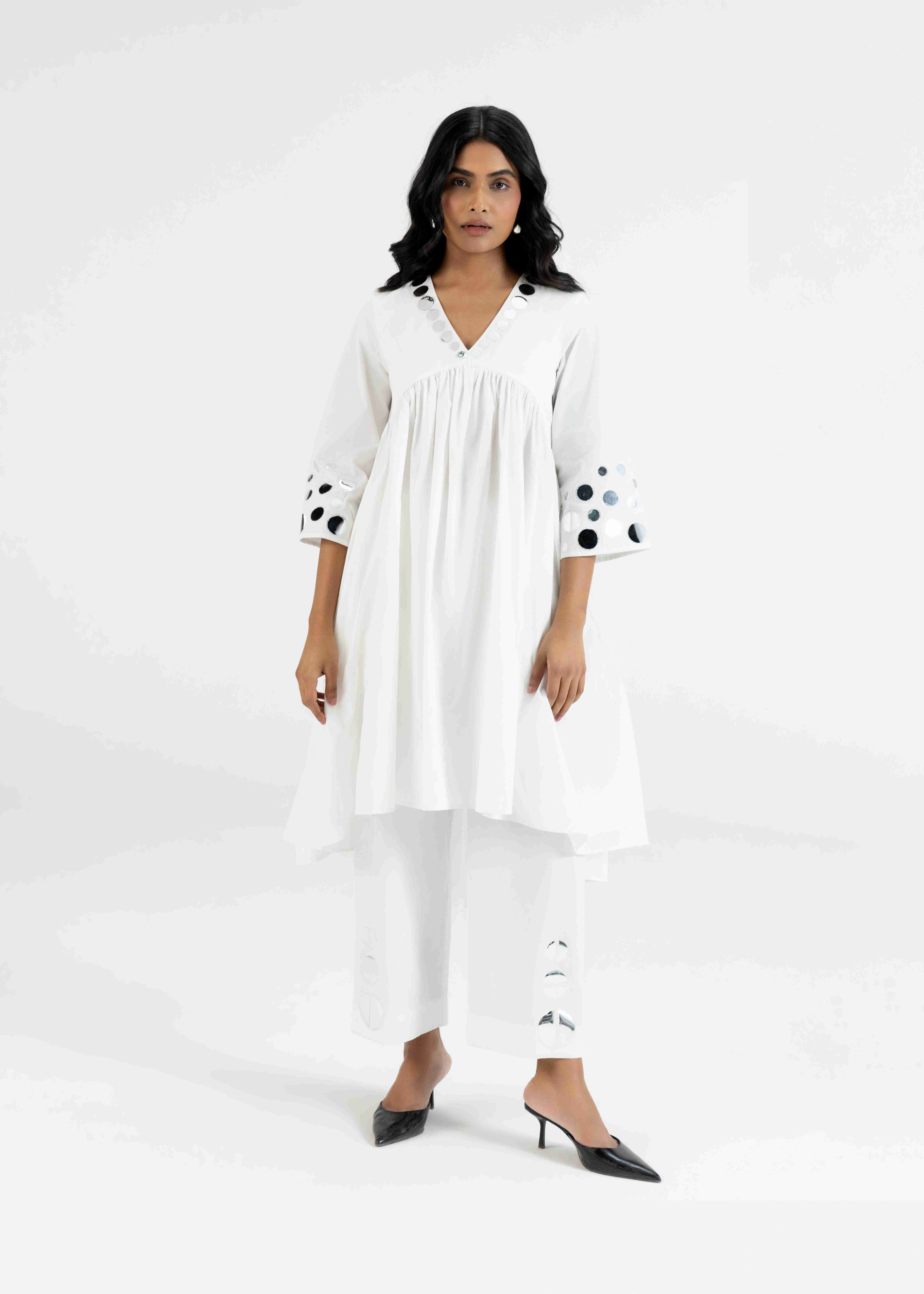 White Gathered Tunic