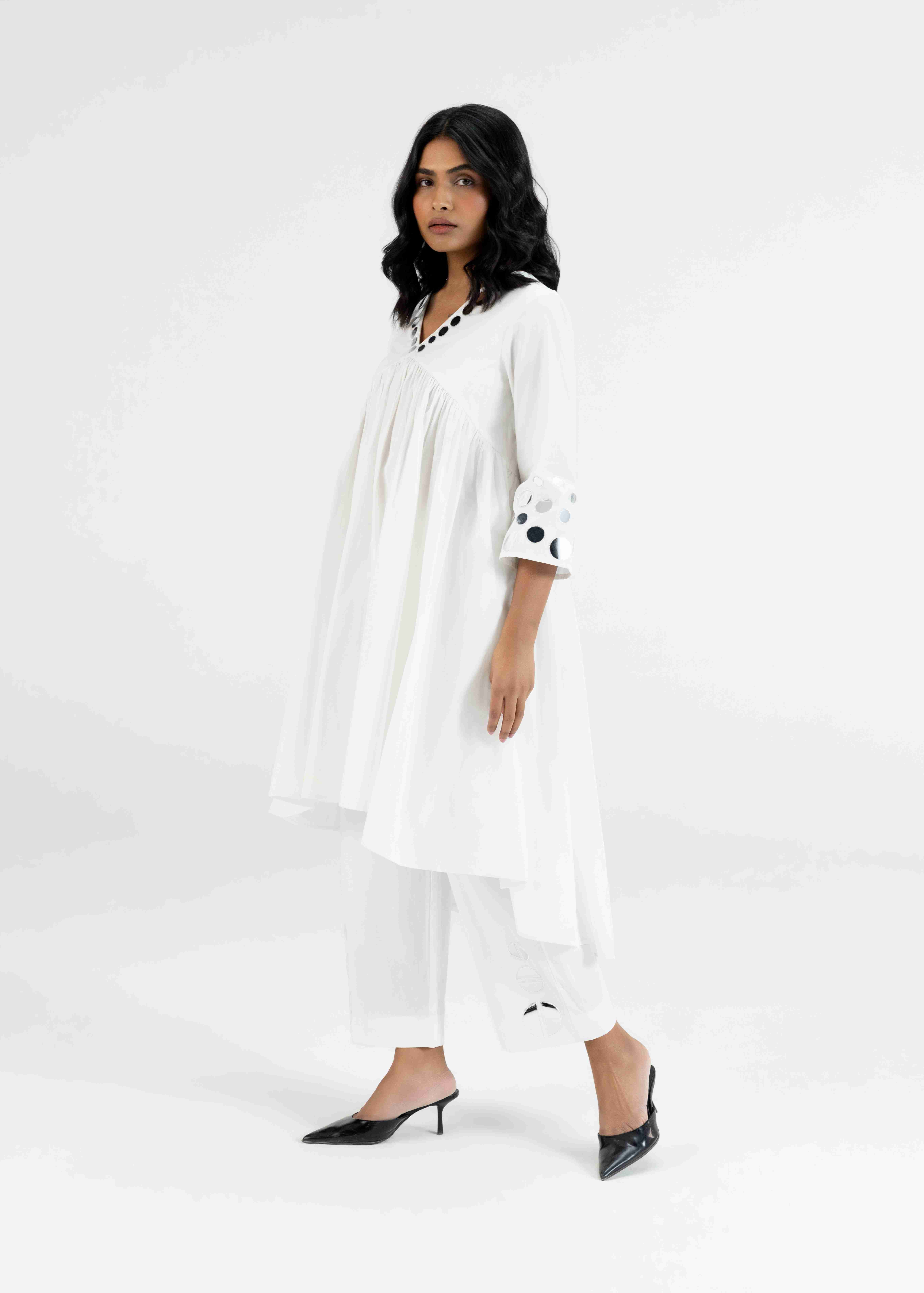 White Gathered Tunic