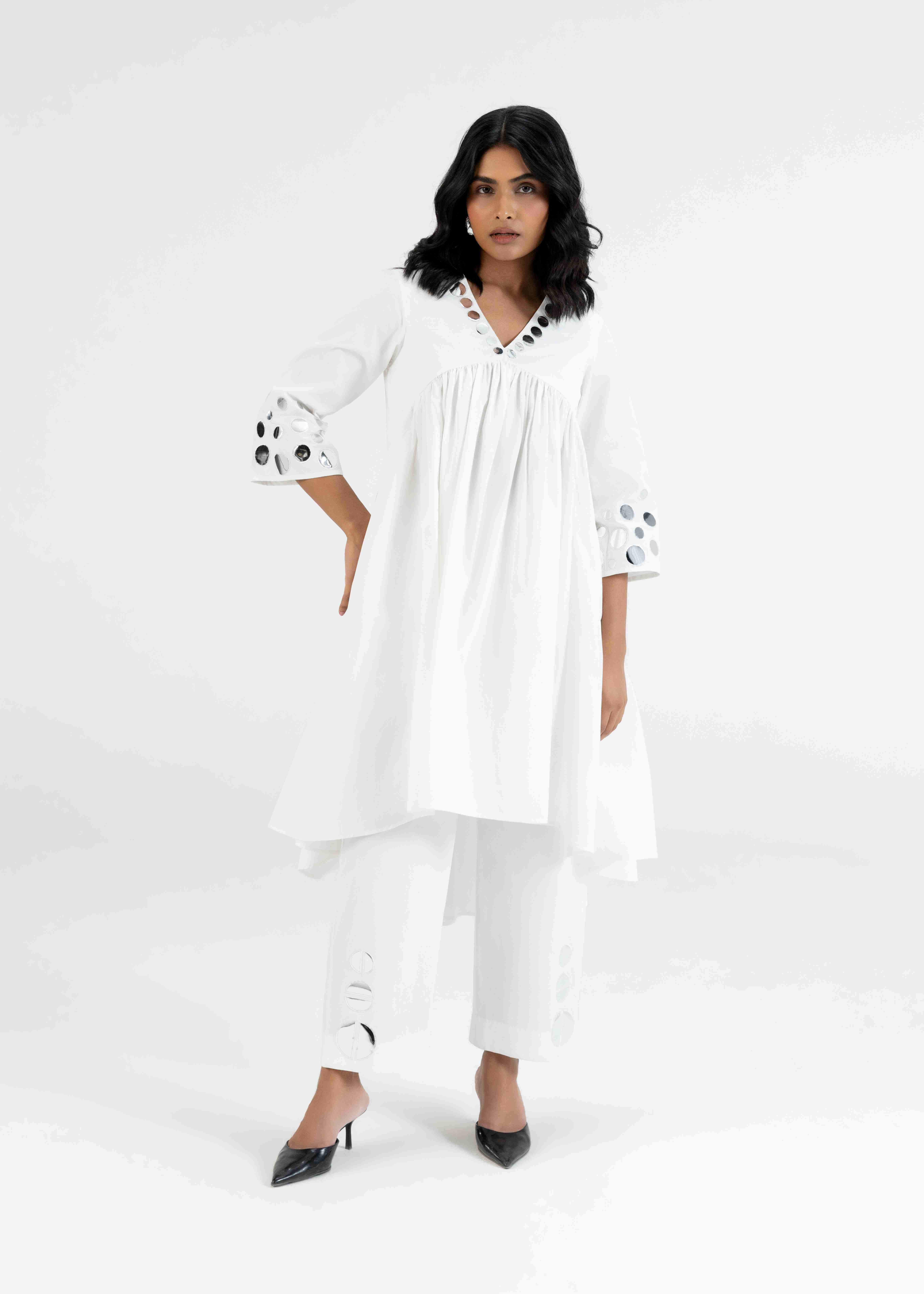 White Gathered Tunic
