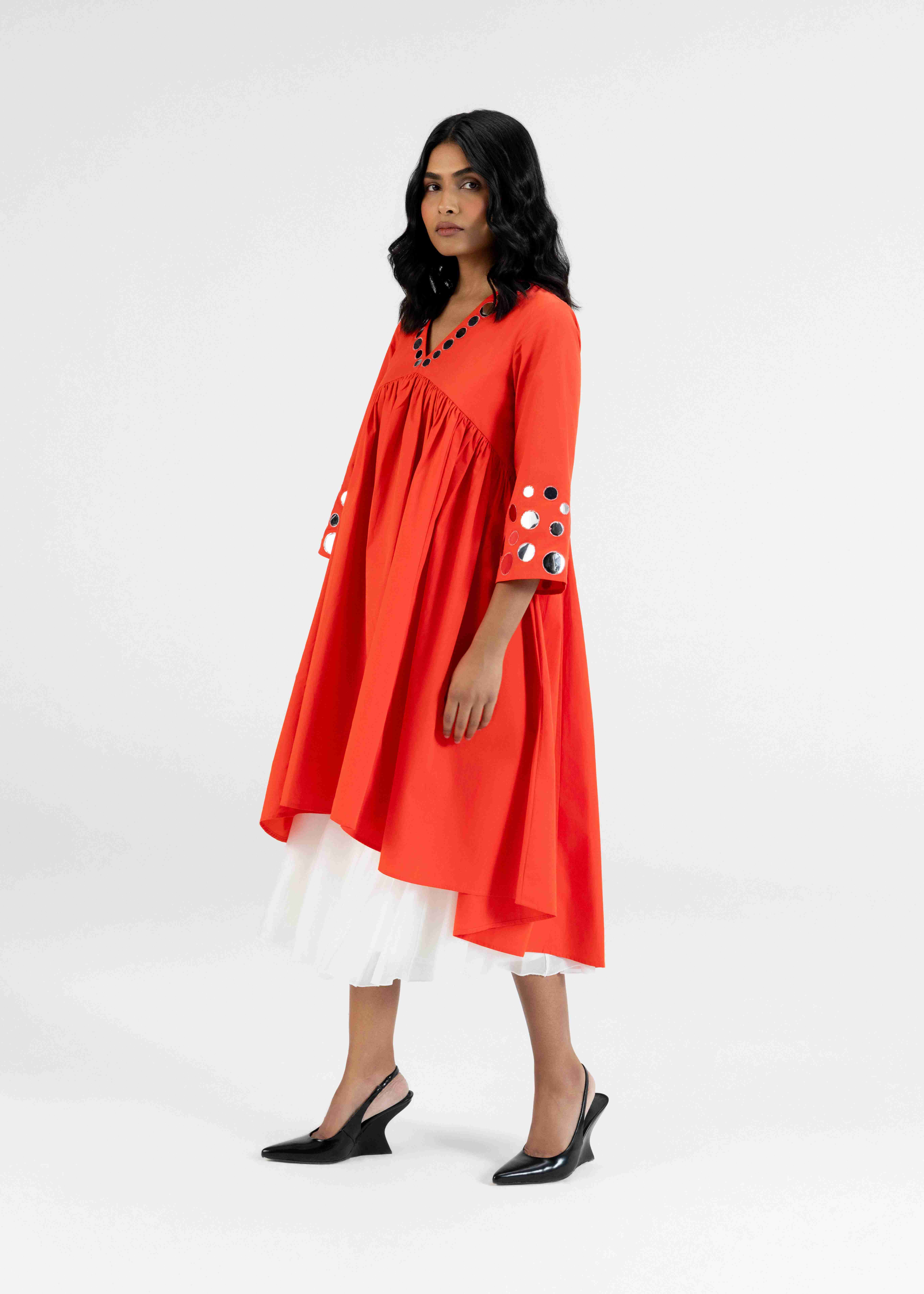 Orange Gathered Tunic