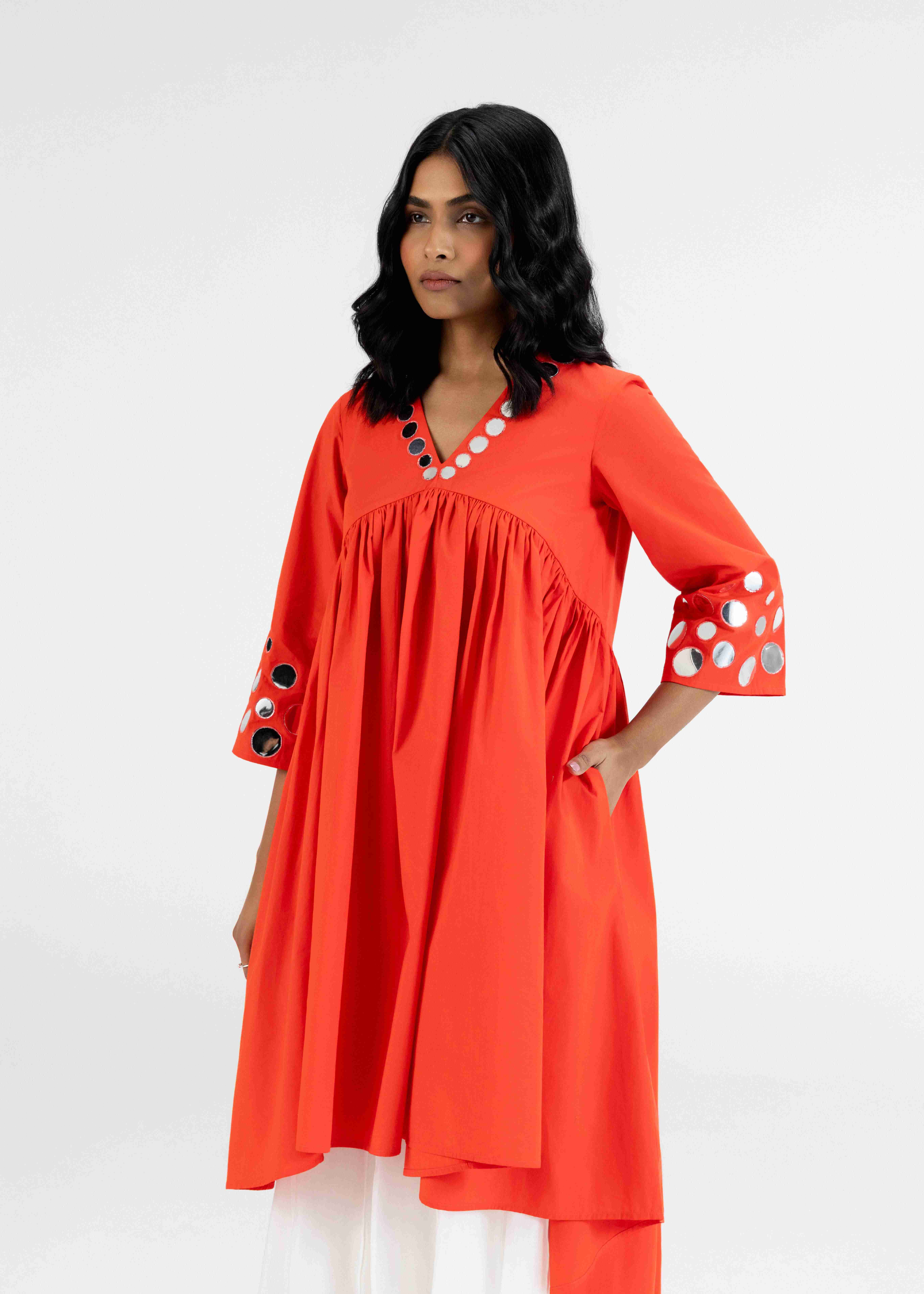 Orange Gathered Tunic