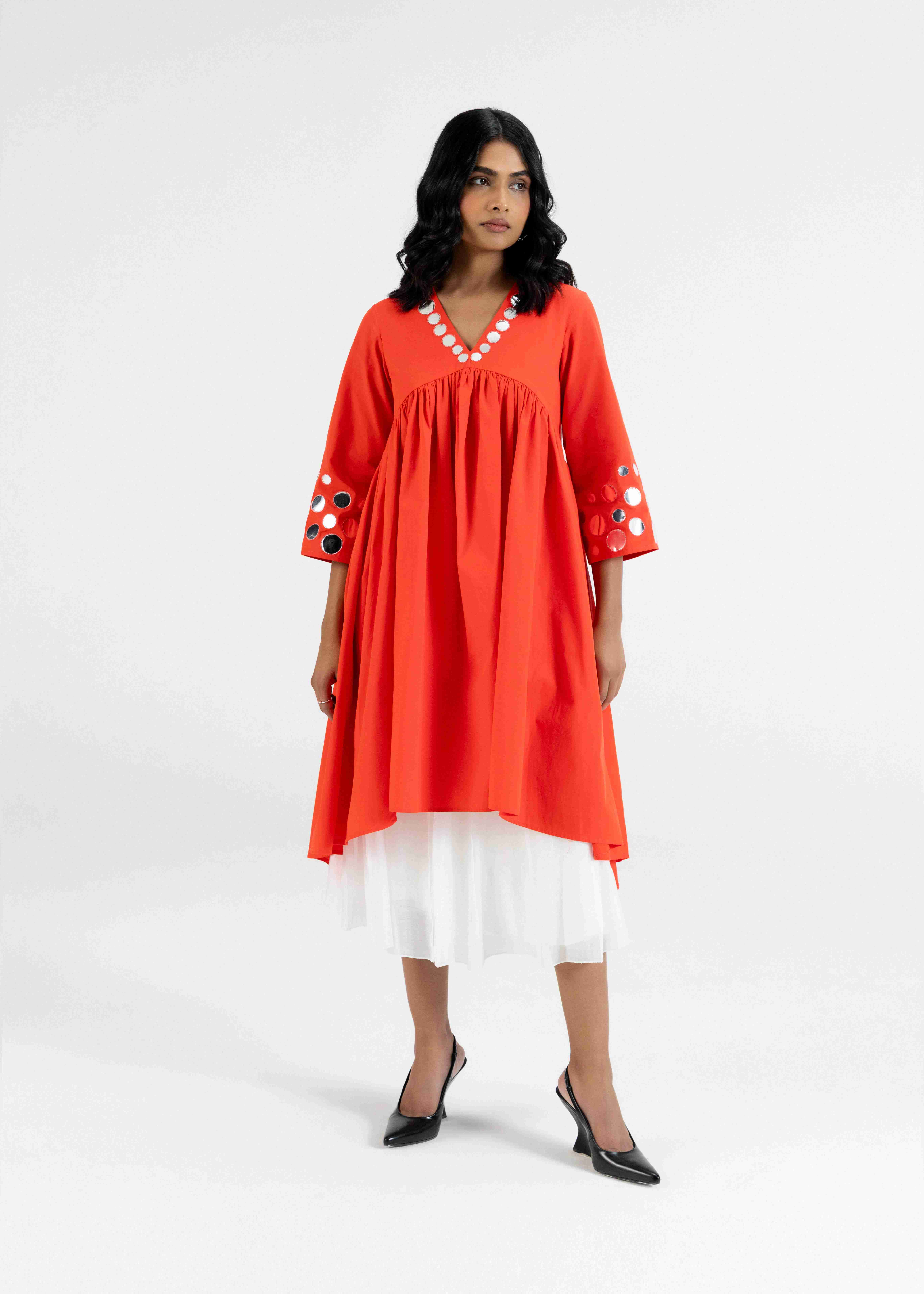 Orange Gathered Tunic