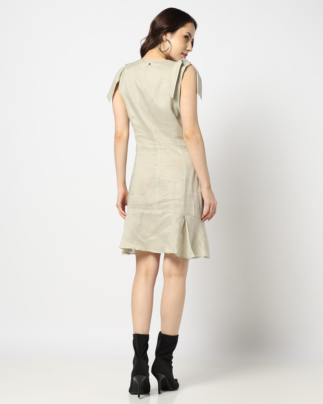 Linen Popeline Fit and Flare Fit DRESS