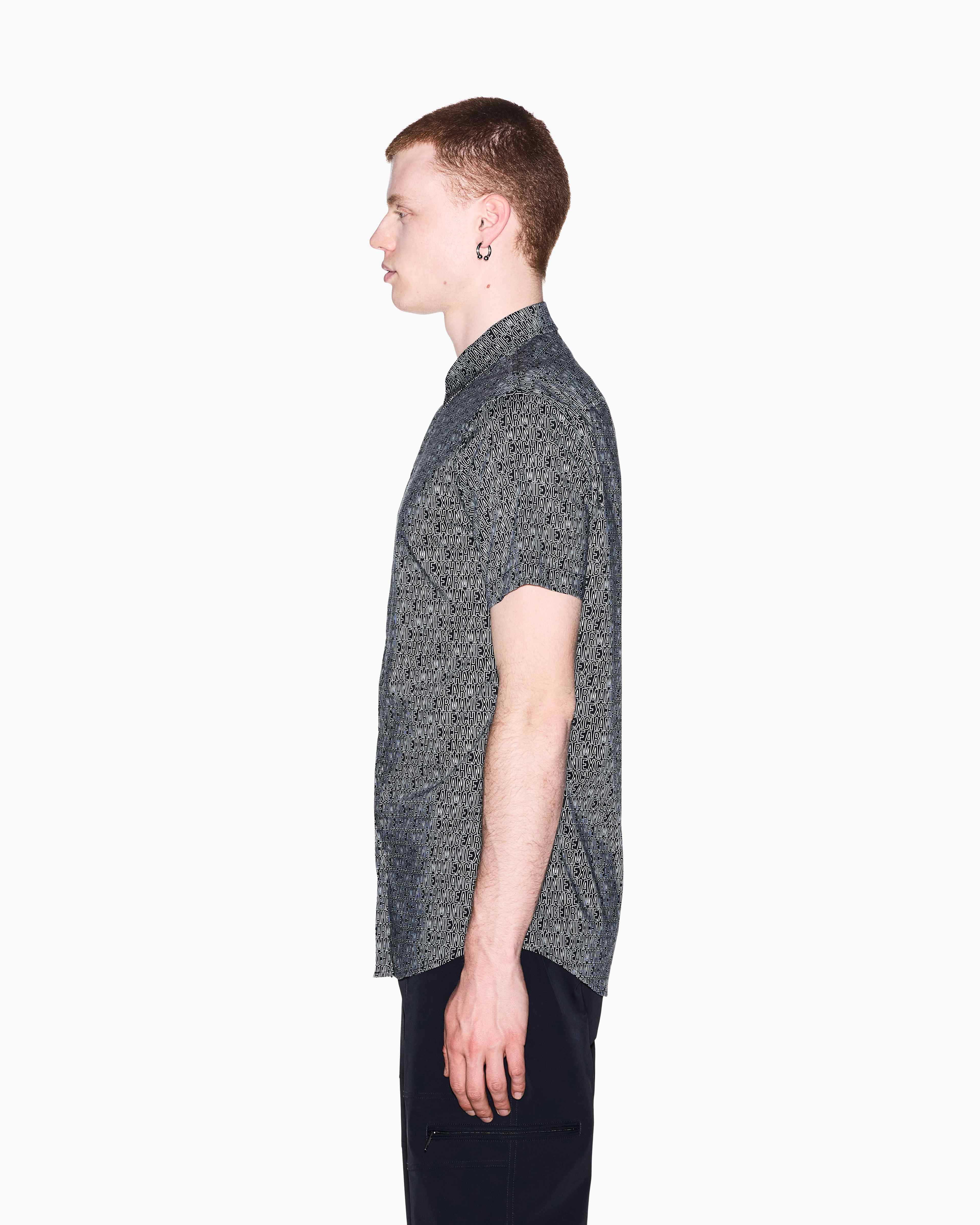 Men's Black Logomania Printed Shirt