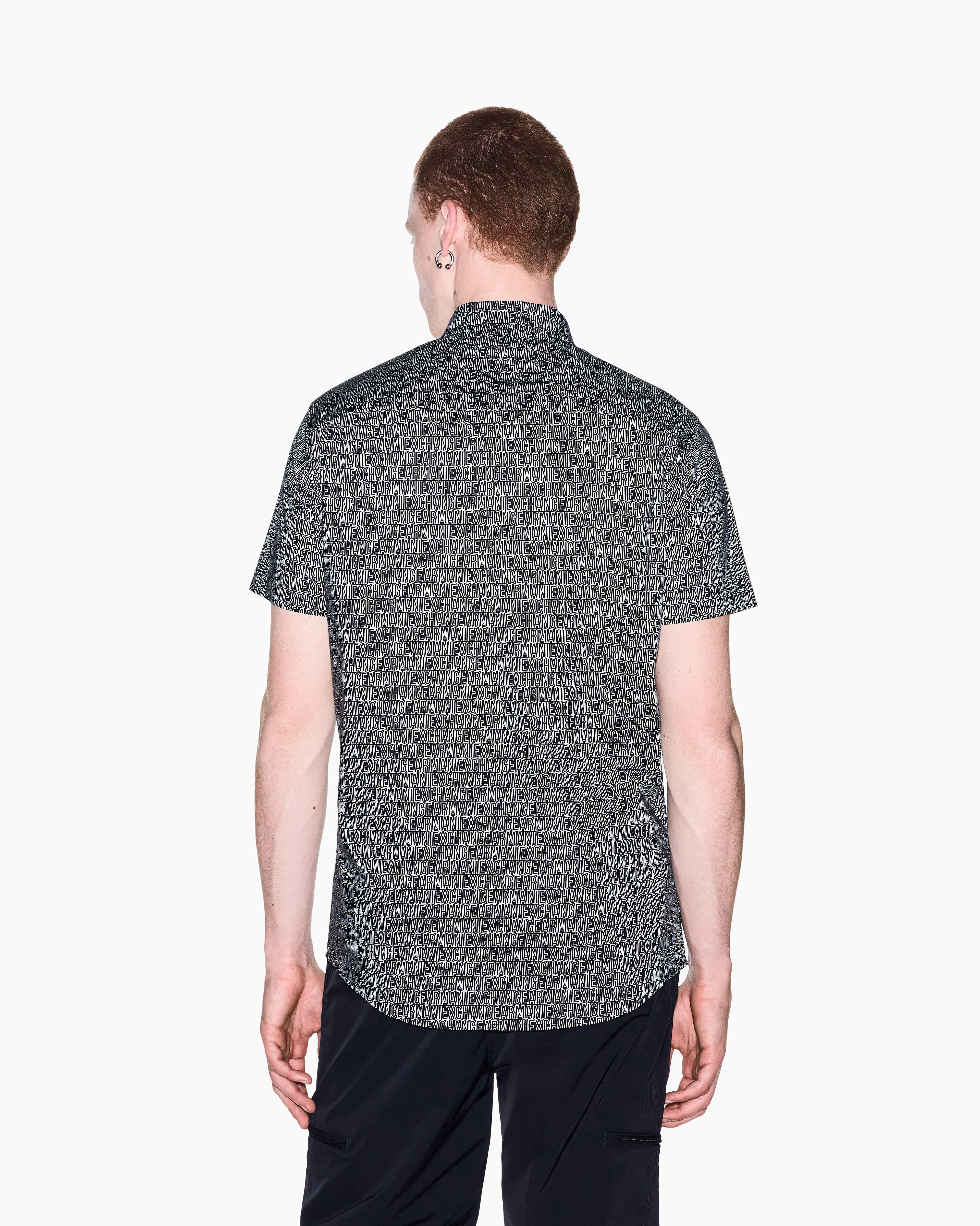 Men's Black Logomania Printed Shirt