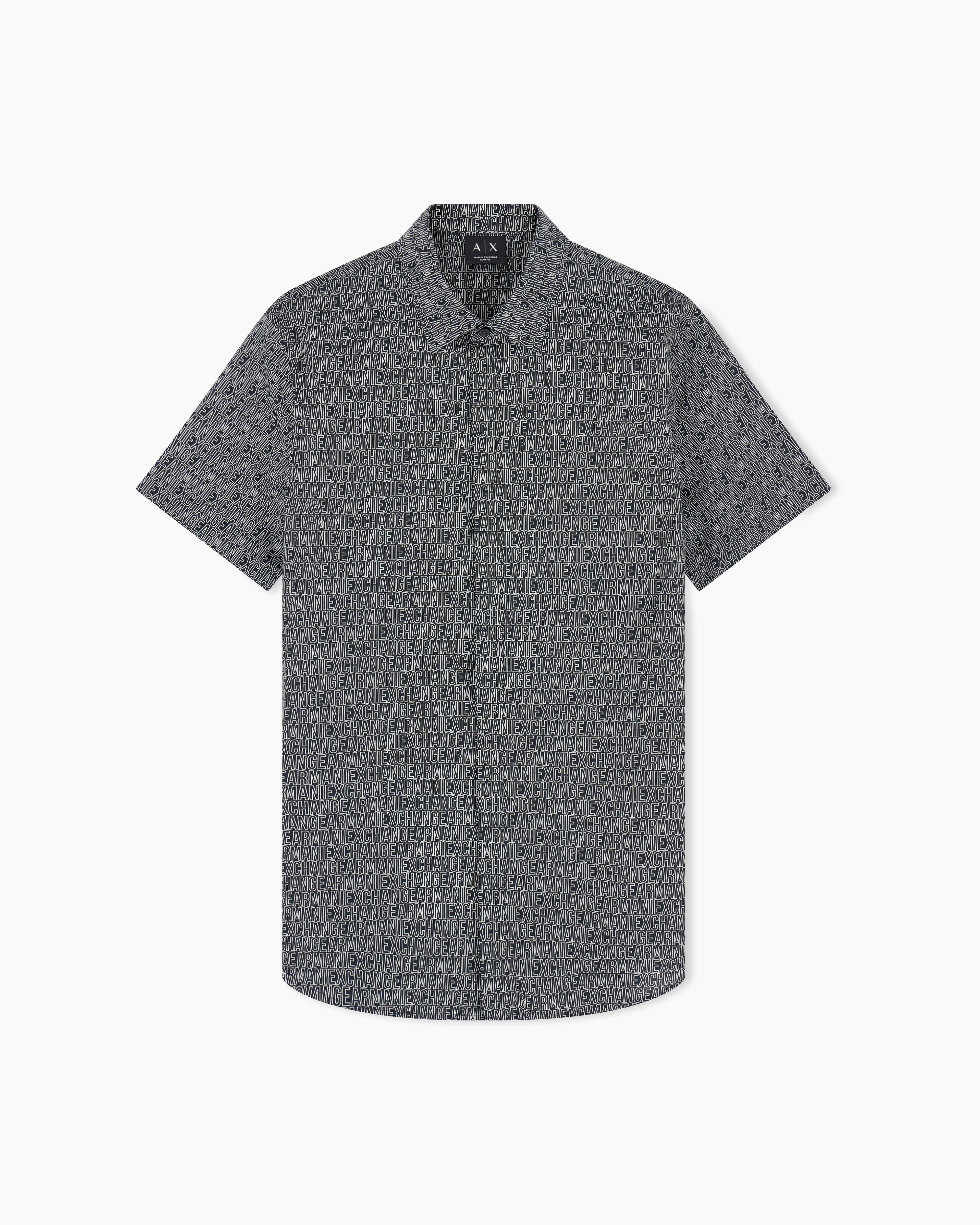 Men's Black Logomania Printed Shirt