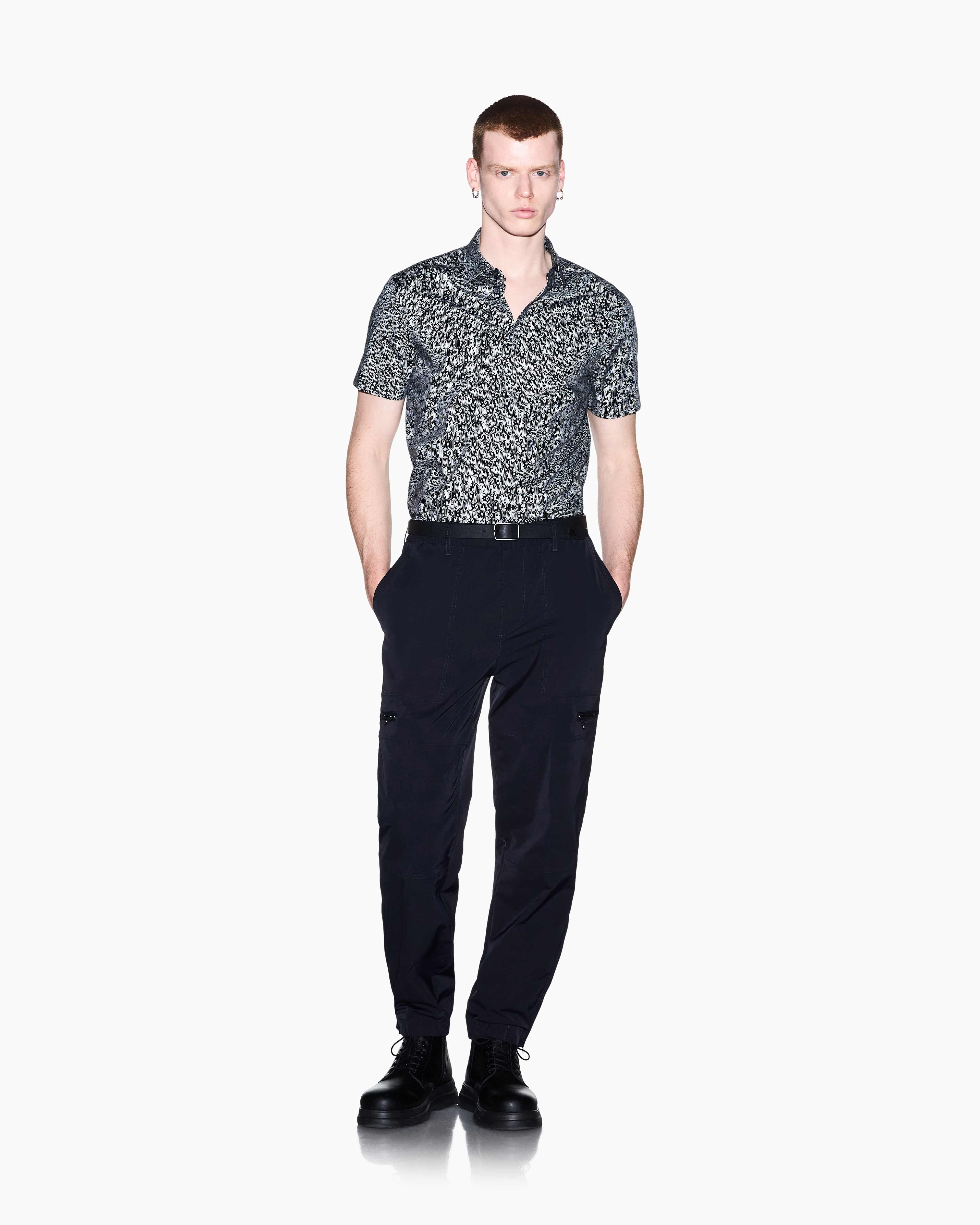 Men's Black Logomania Printed Shirt