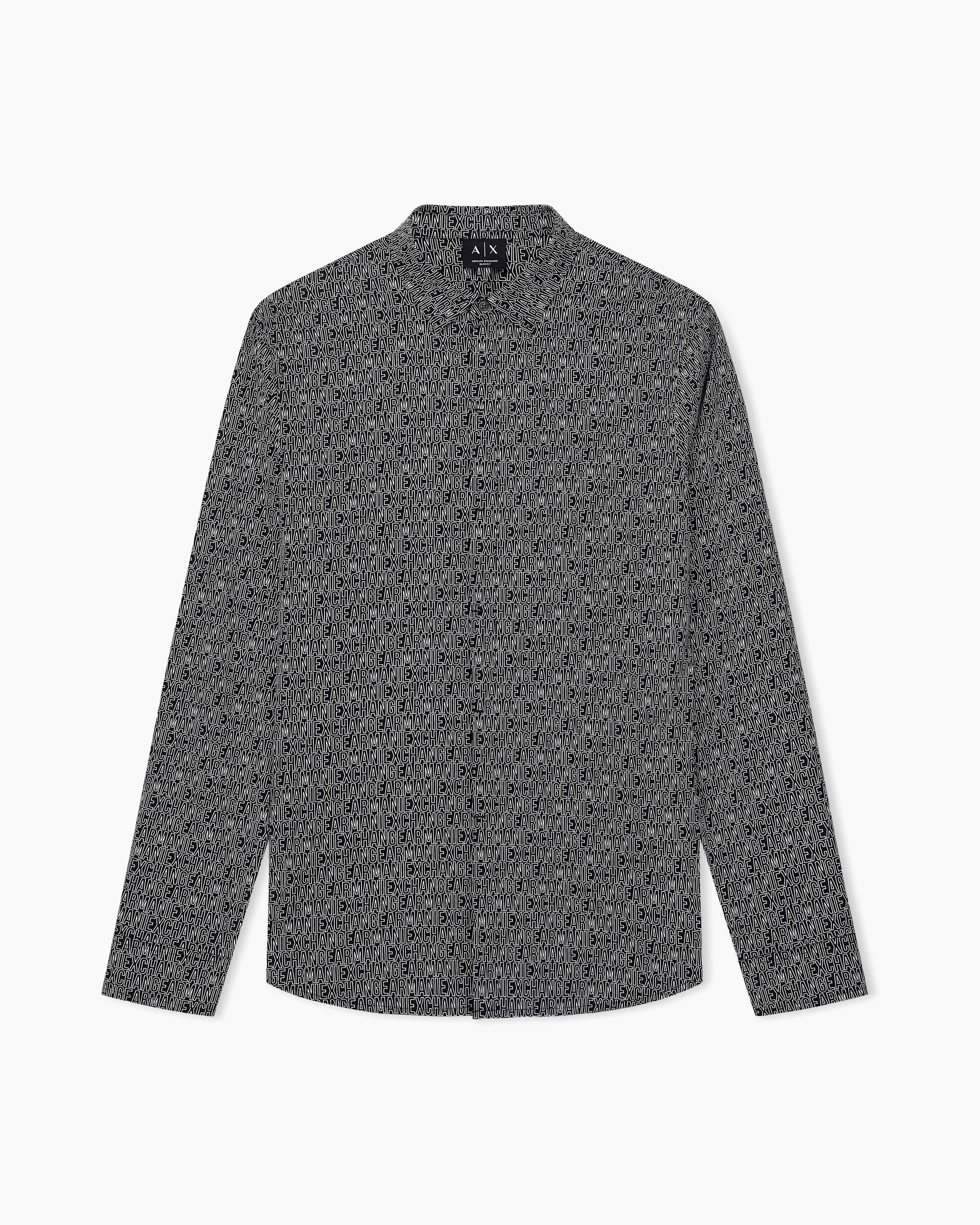 Men's Black Logomania Printed Shirt