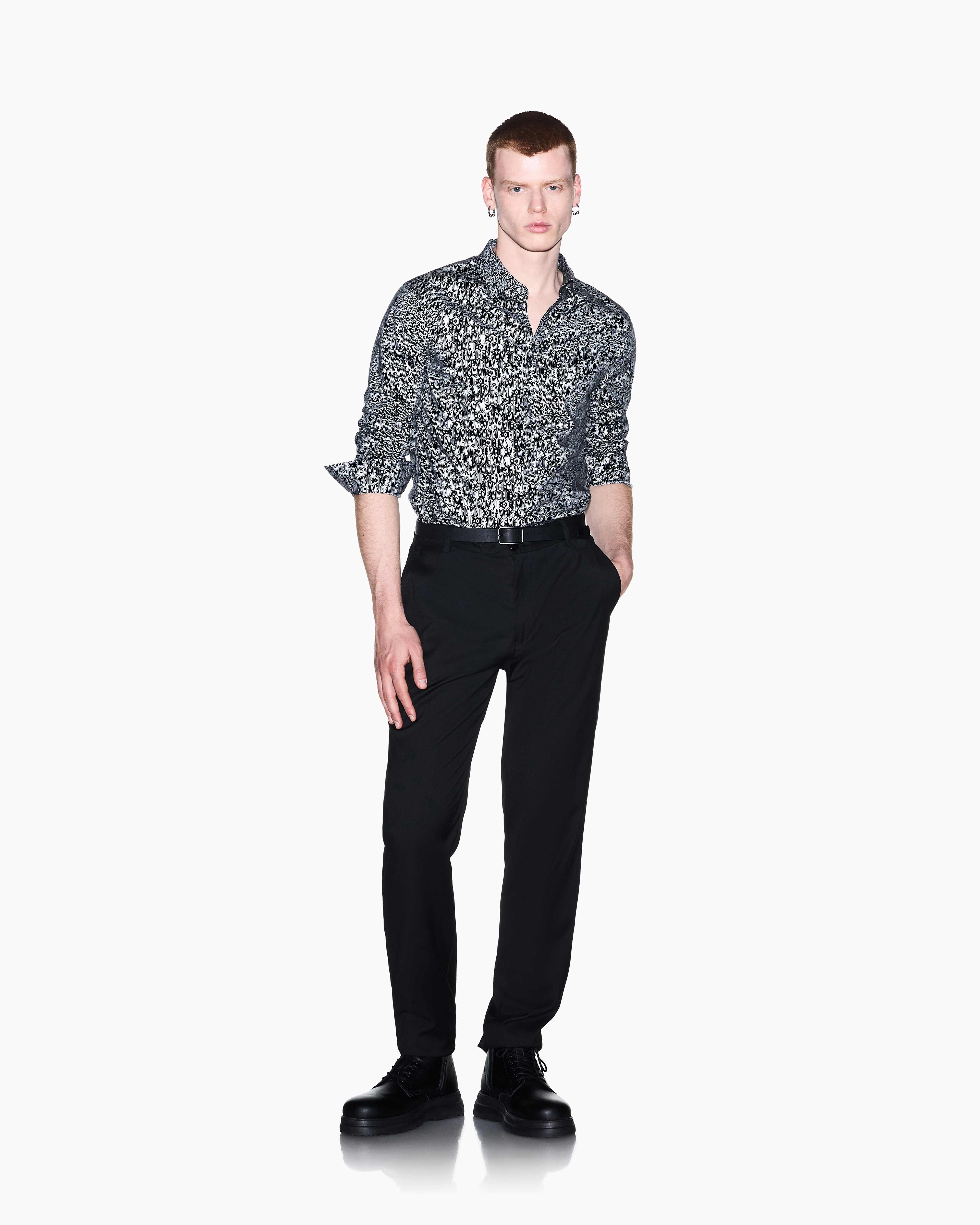 Men's Black Logomania Printed Shirt