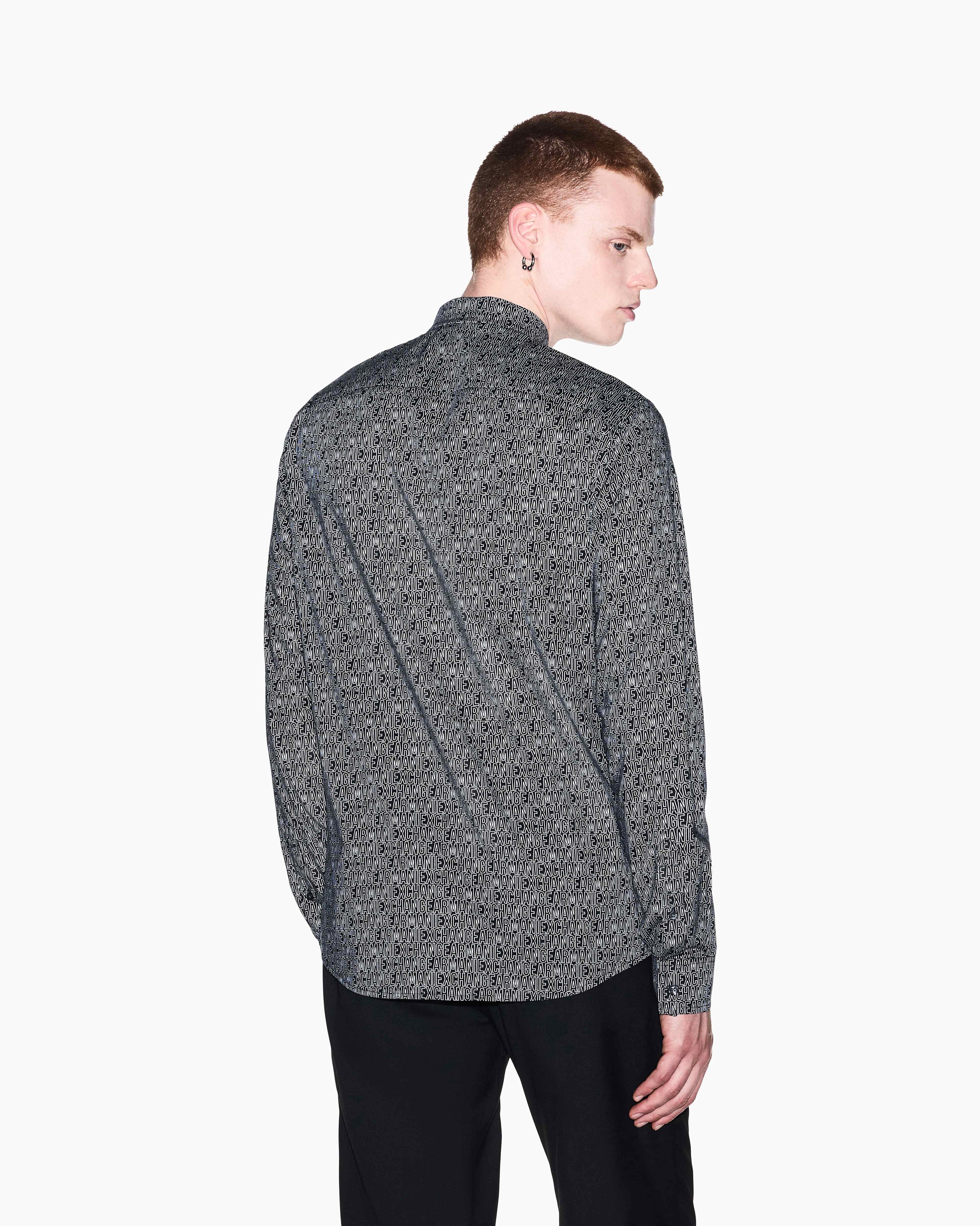 Men's Black Logomania Printed Shirt