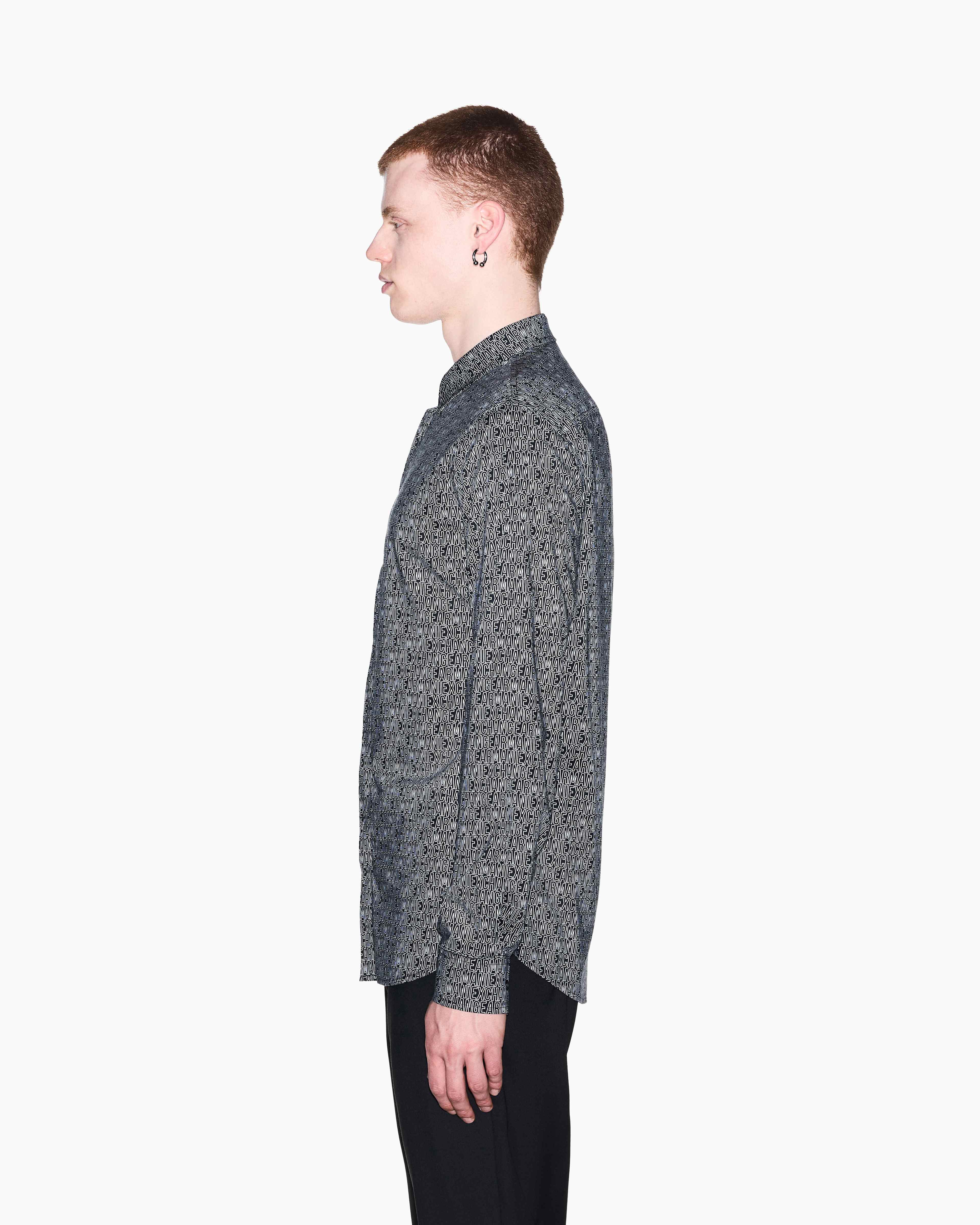 Men's Black Logomania Printed Shirt