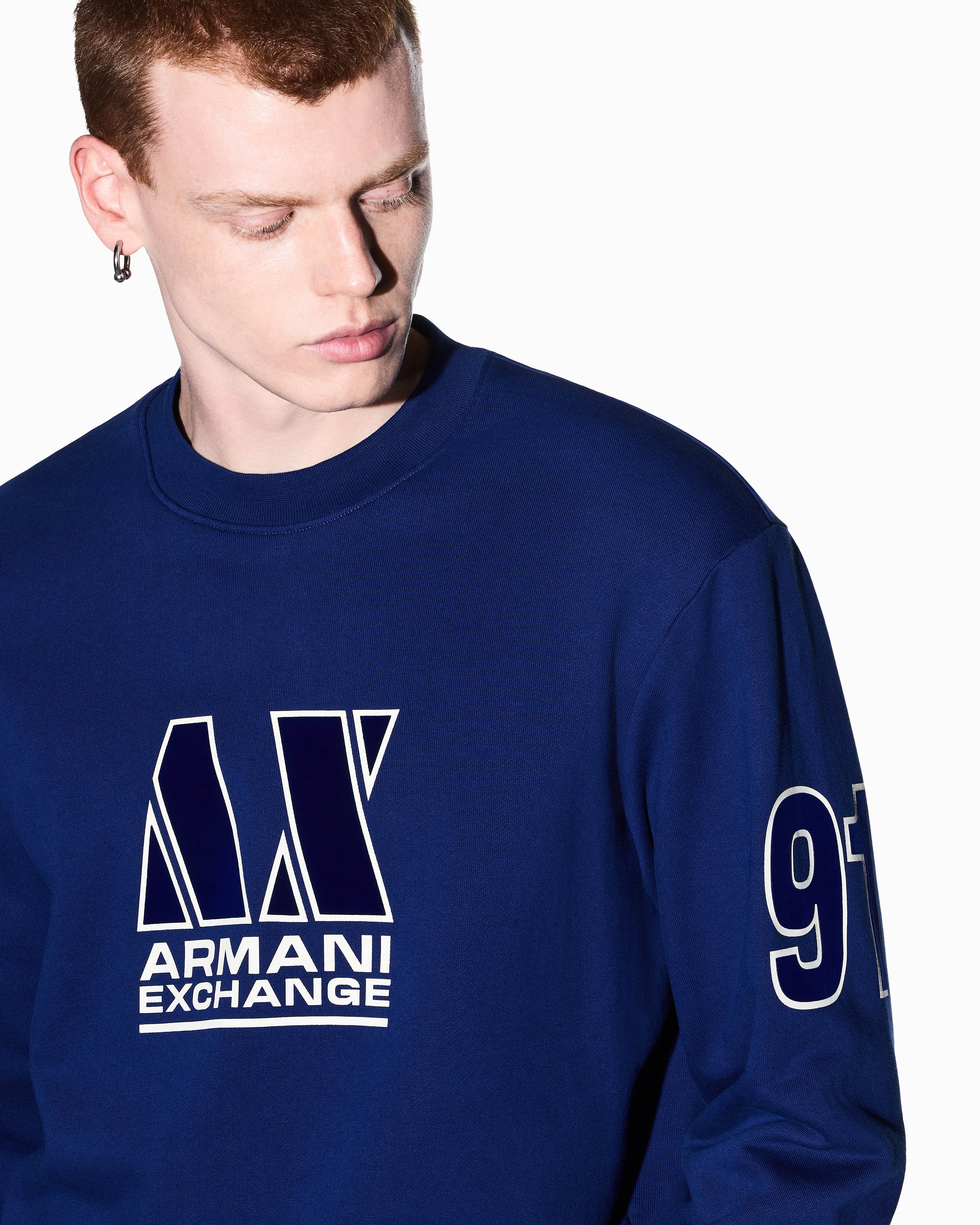 Men's Blue Logomania Flocked Sweatshirt