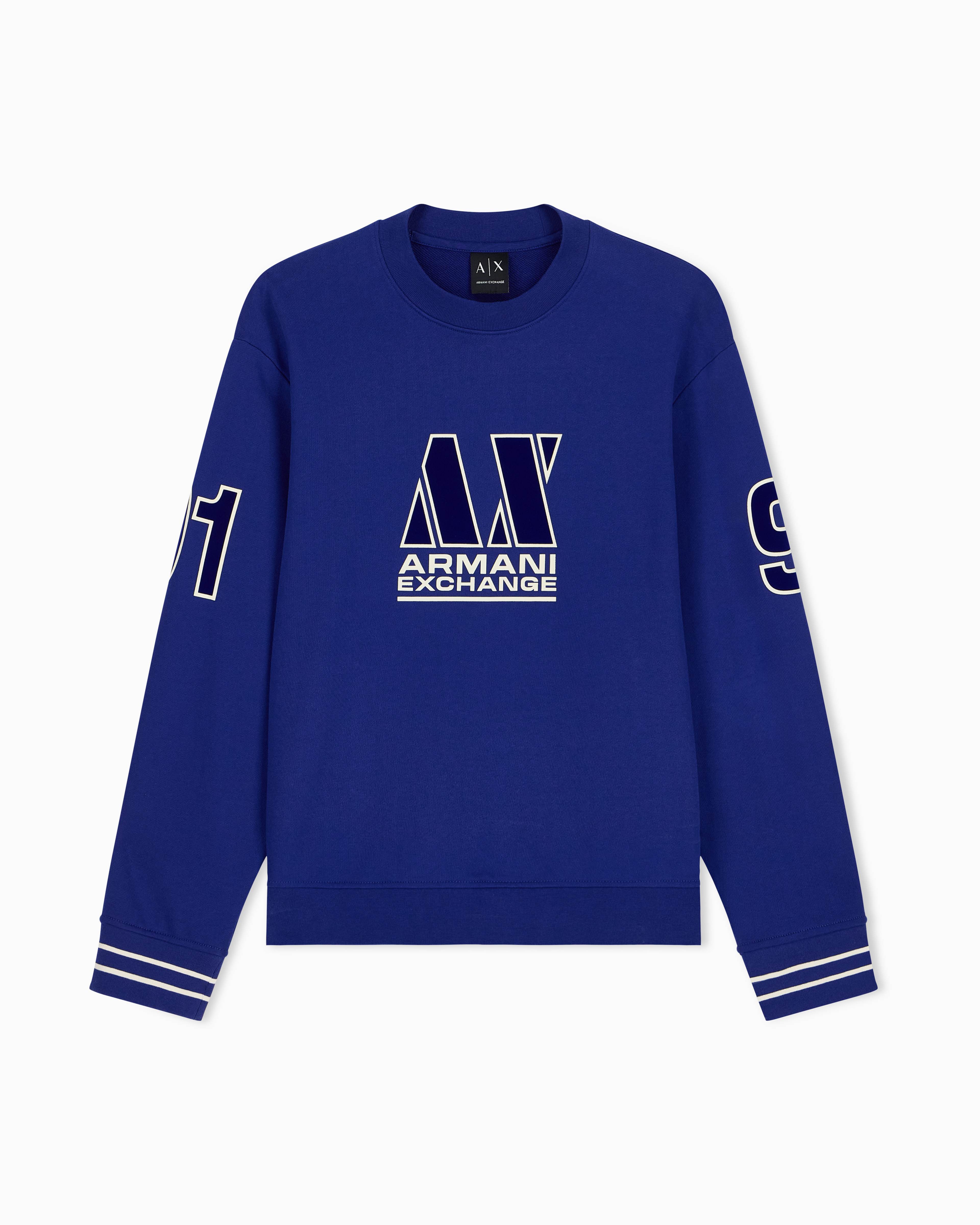 Men's Blue Logomania Flocked Sweatshirt