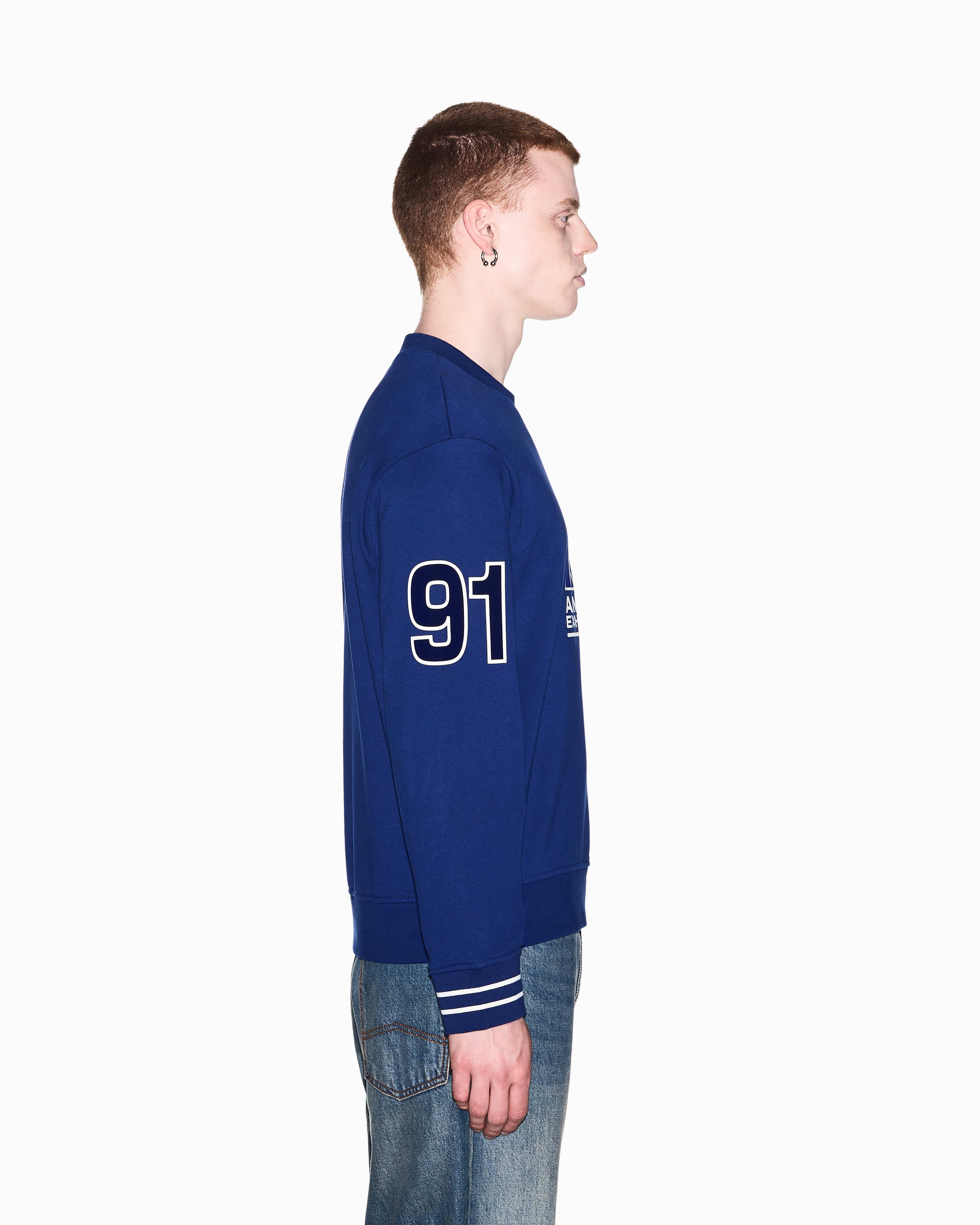 Men's Blue Logomania Flocked Sweatshirt