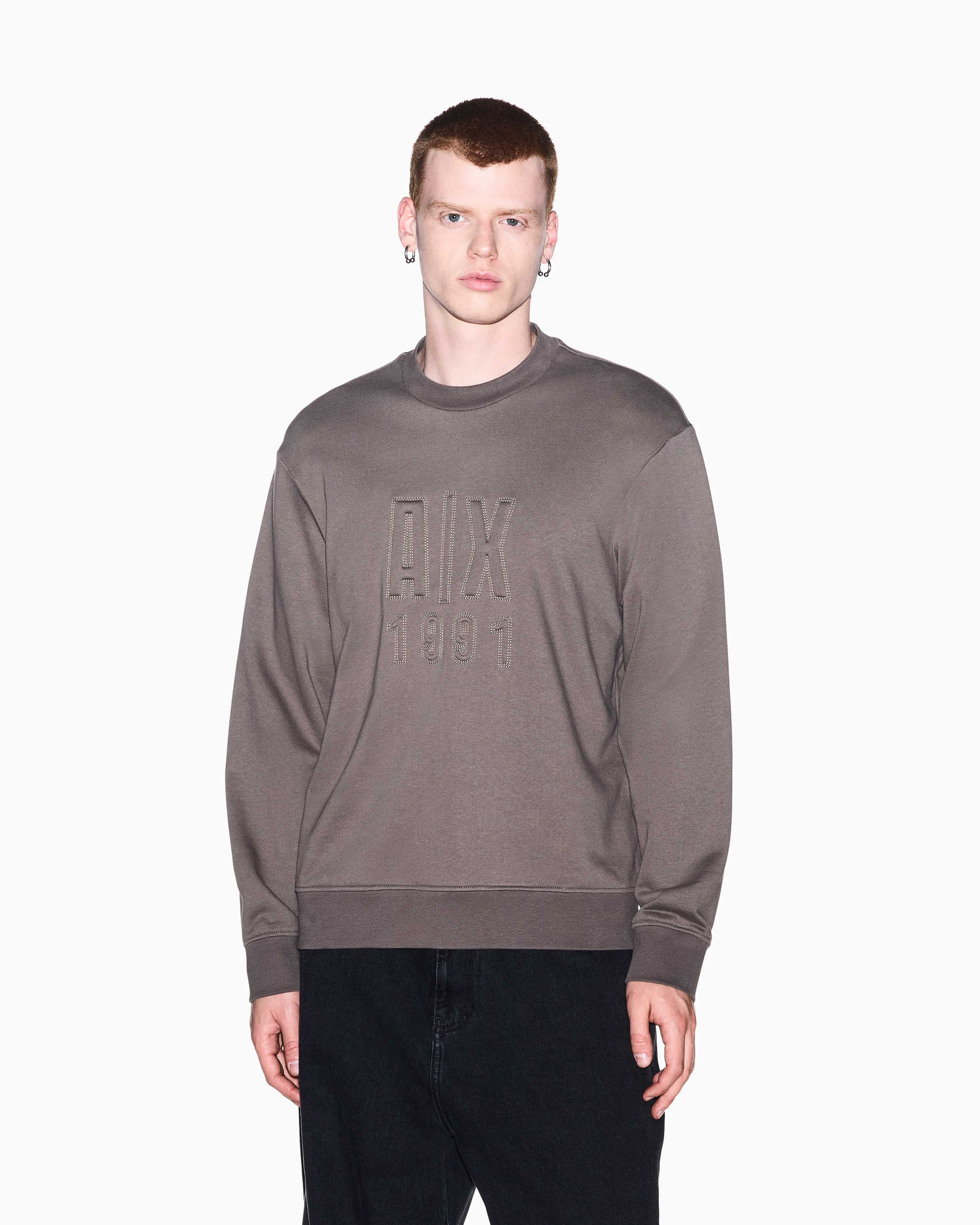Men's Grey Logomania Embossed Sweatshirt