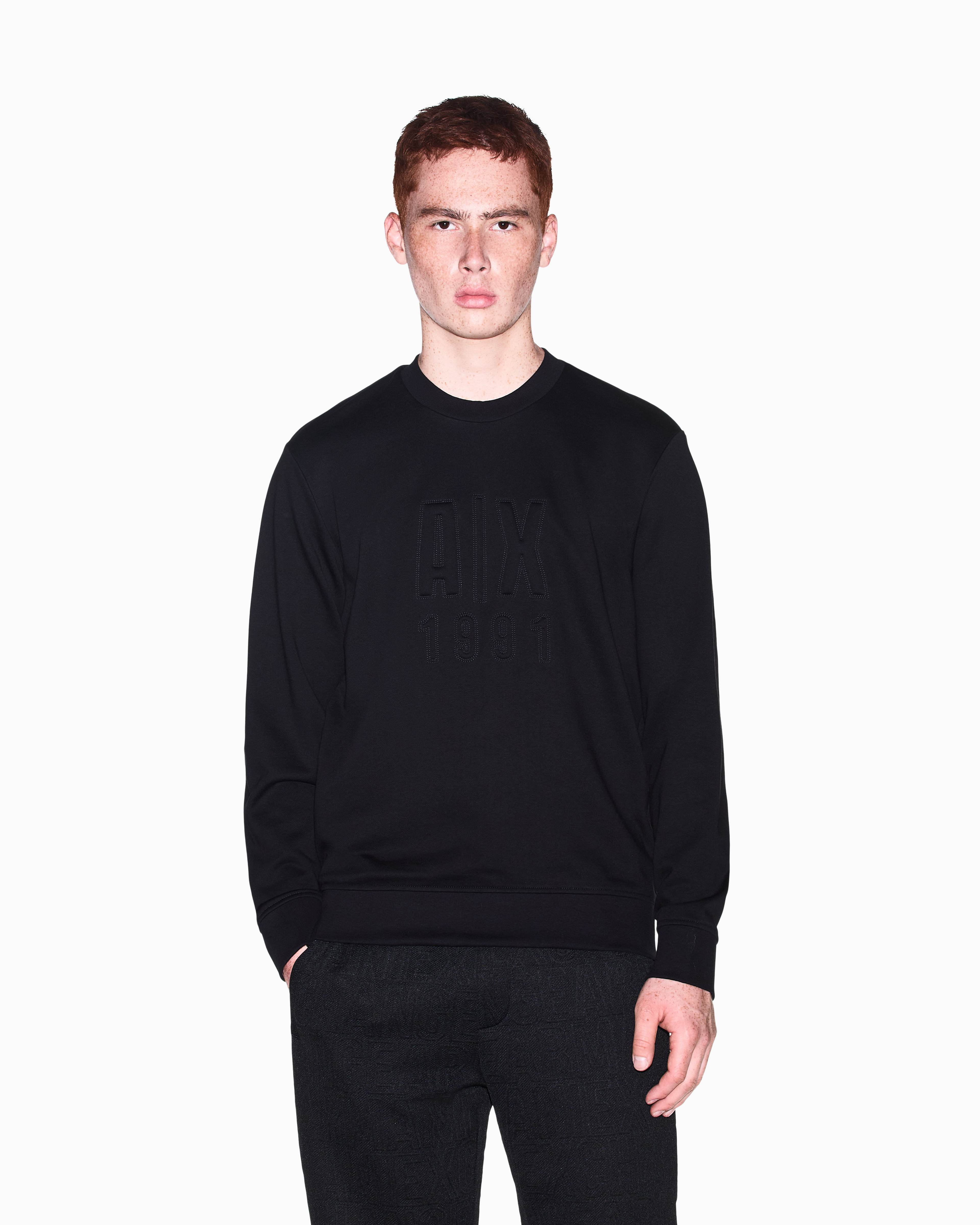 Men's Black Logomania Embossed Sweatshirt