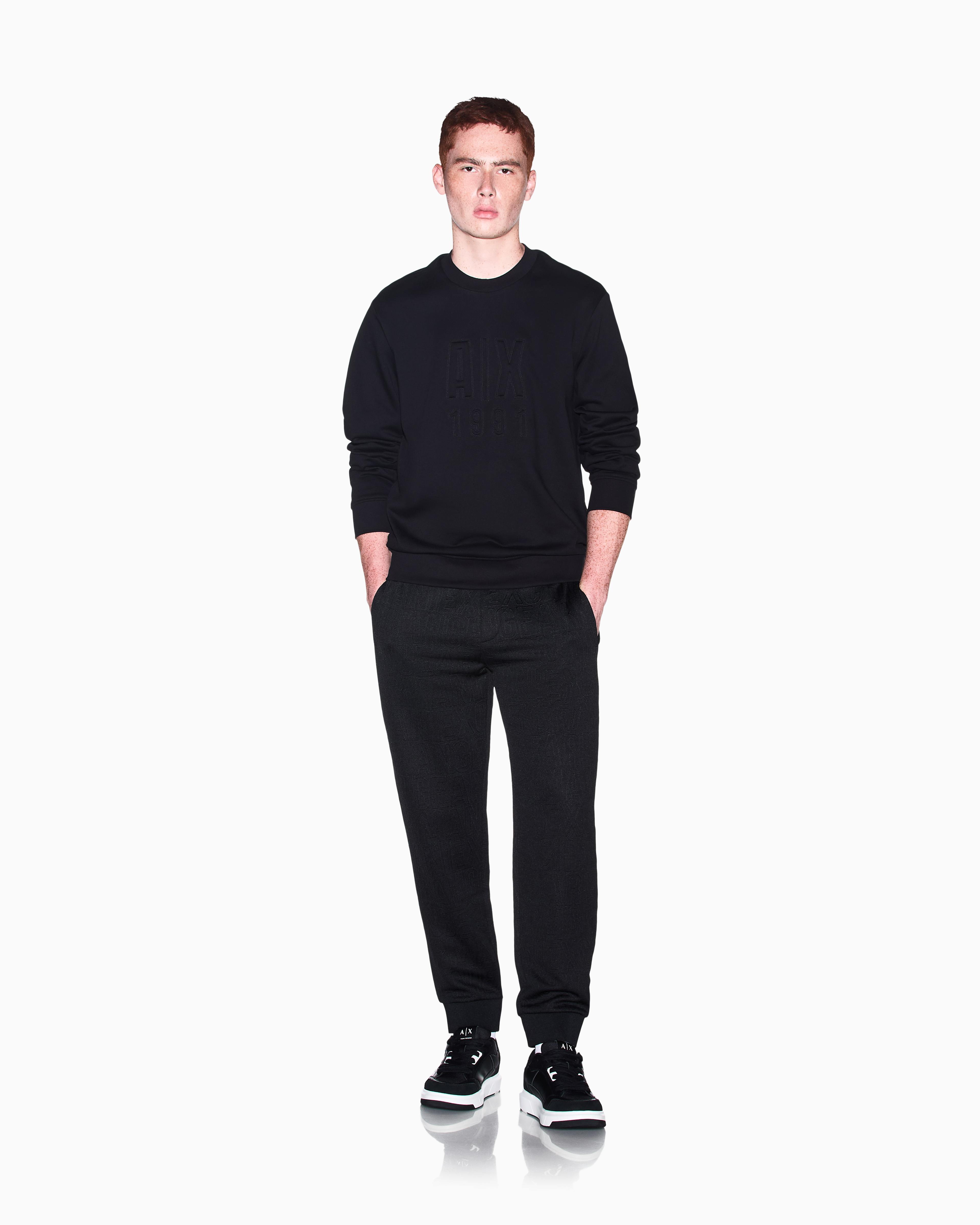 Men's Black Logomania Embossed Sweatshirt
