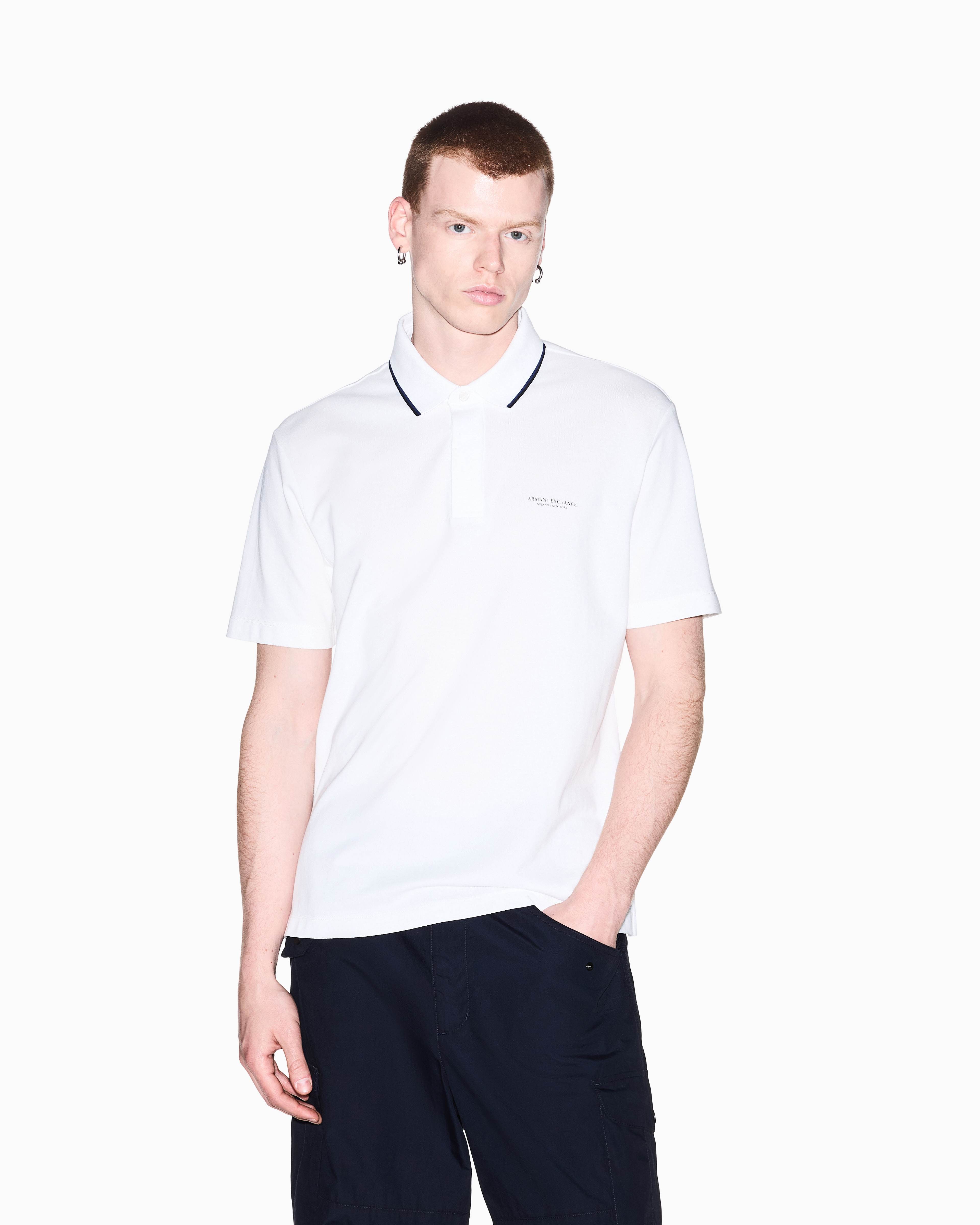 Men's White Armani Classics Polo Shirt