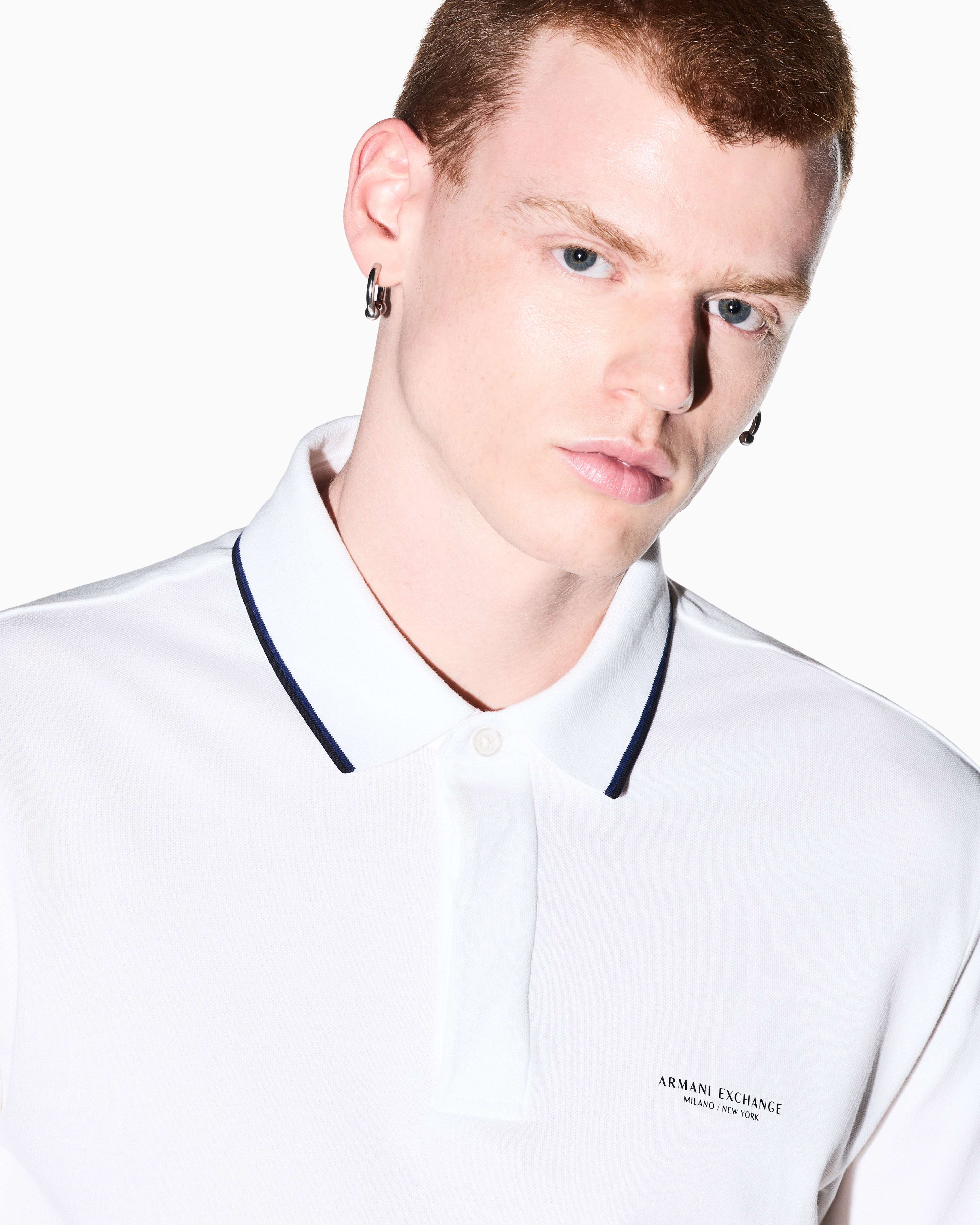 Men's White Armani Classics Polo Shirt
