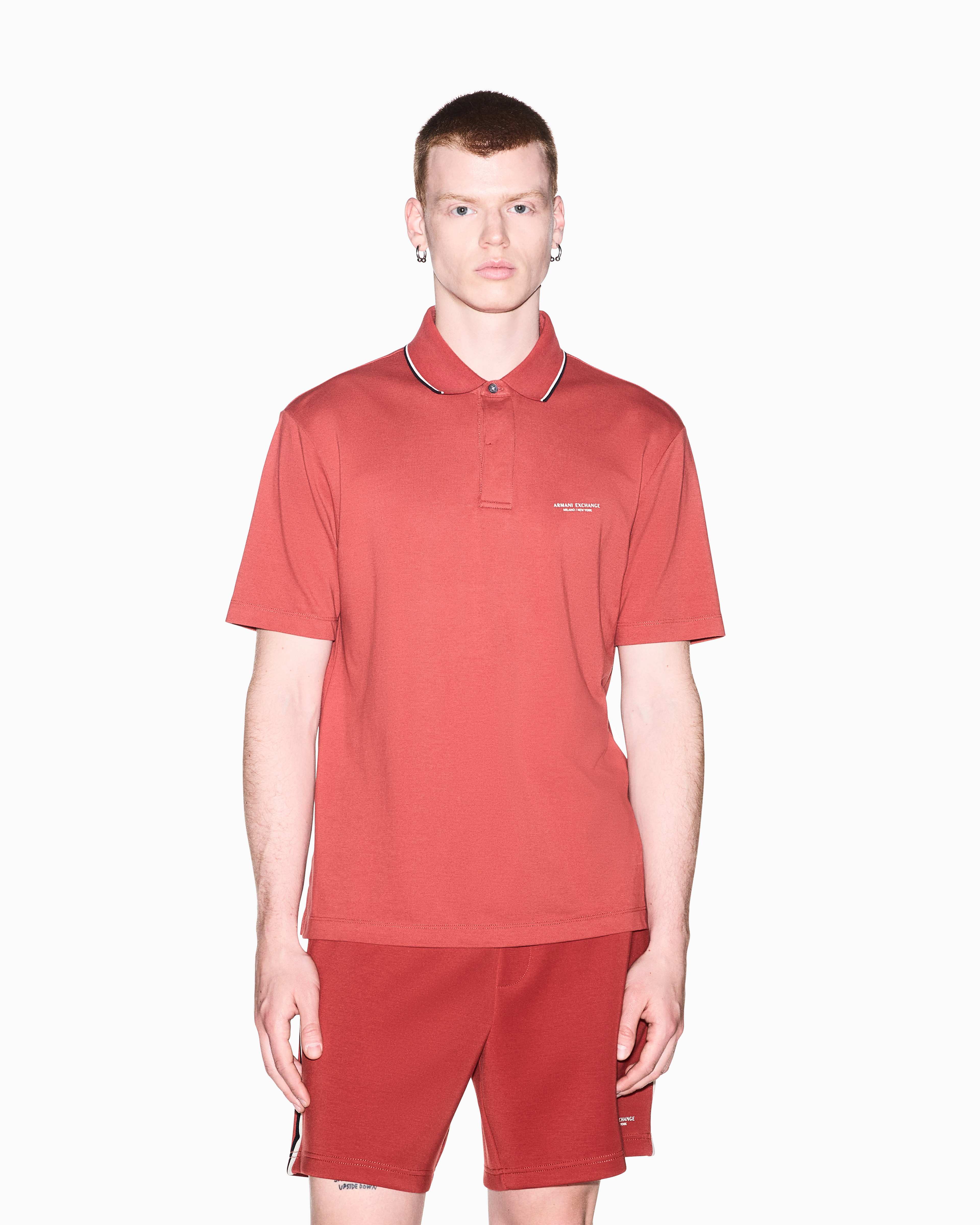Men's Orange Armani Classics Polo Shirt