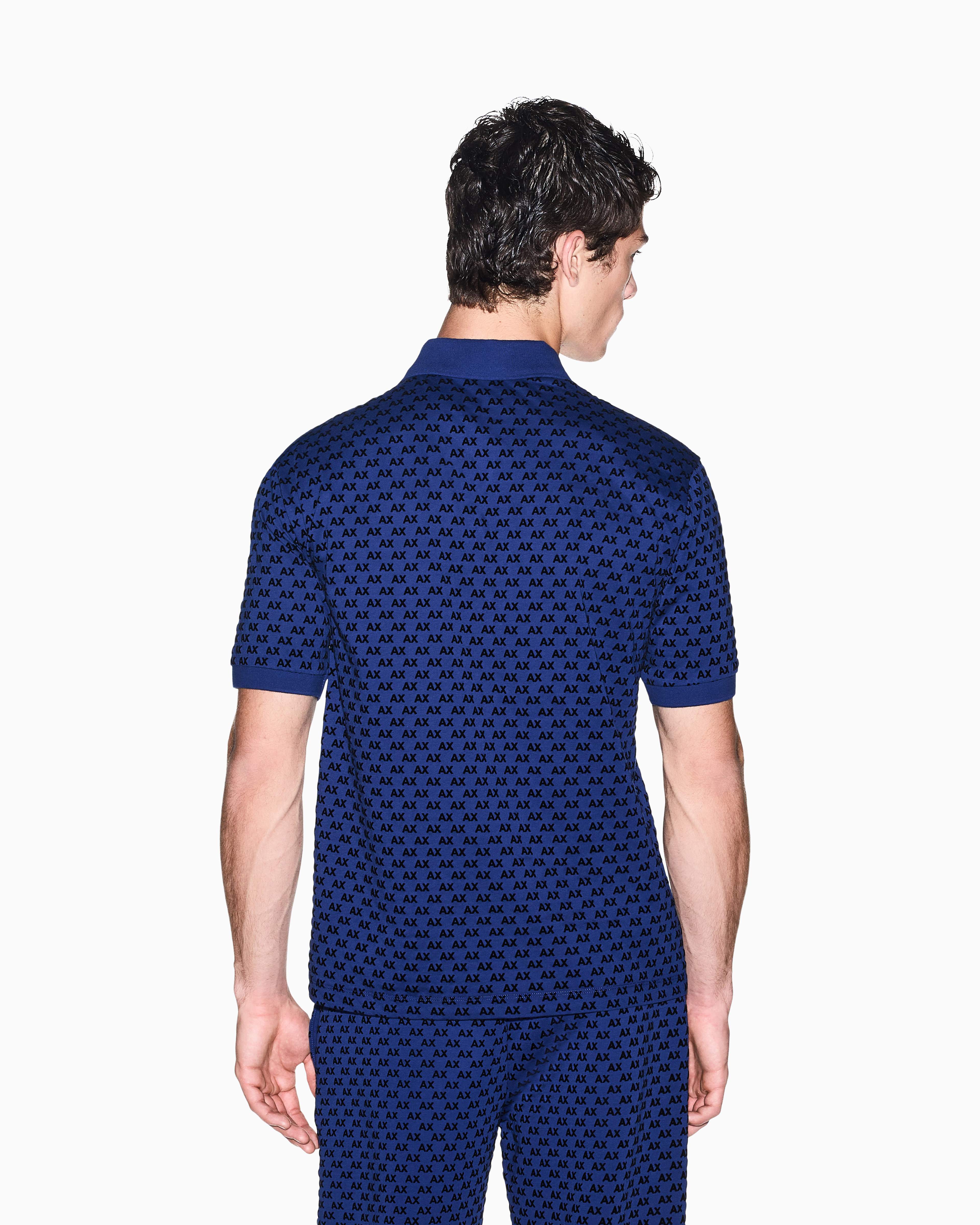 Men's Black Logomania Flocked Polo Shirt
