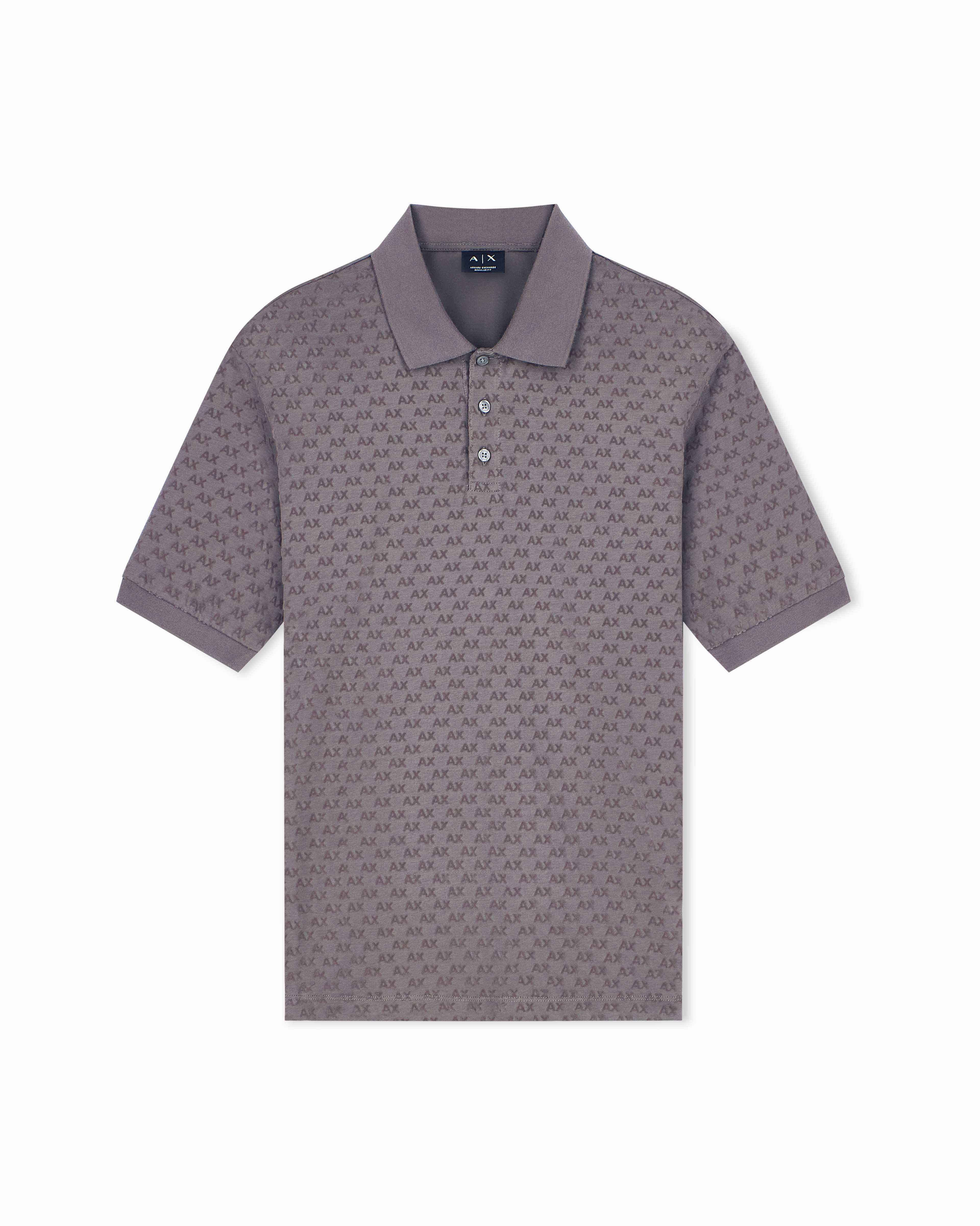 Men's Grey Logomania Flocked Polo Shirt