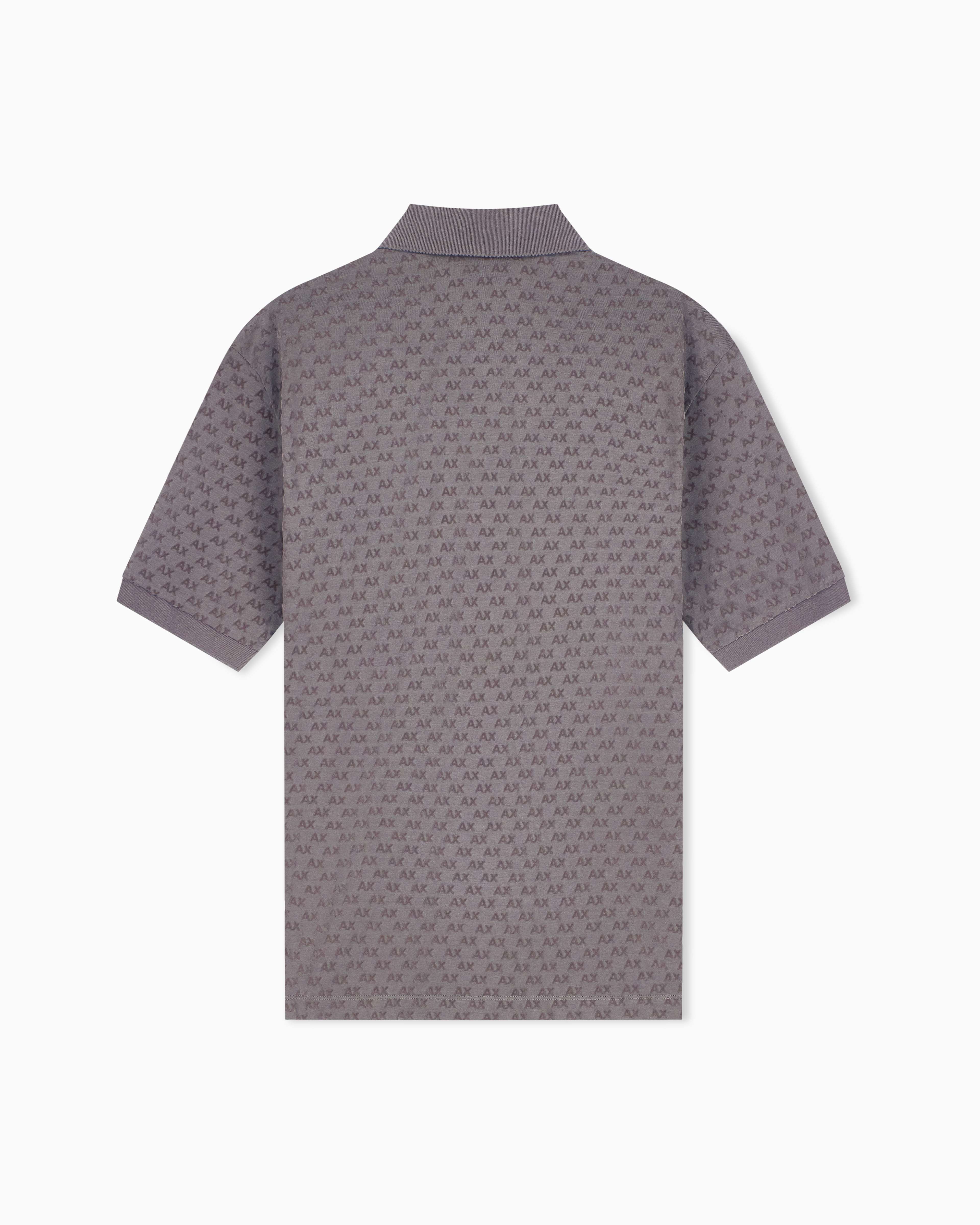 Men's Grey Logomania Flocked Polo Shirt