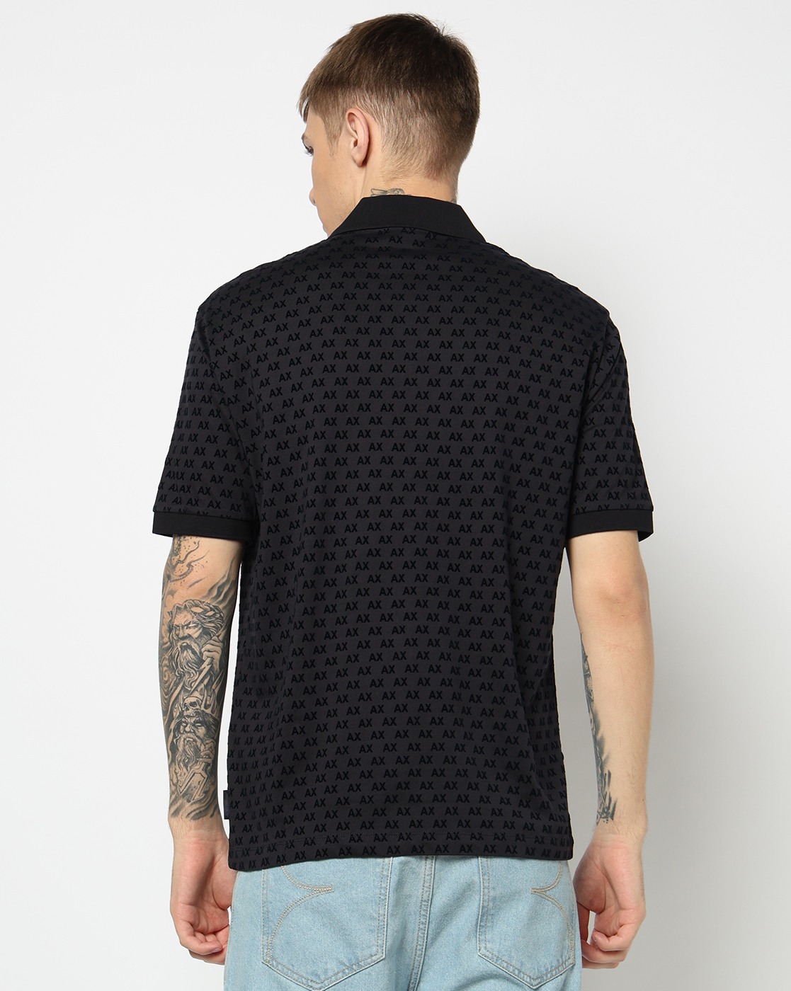 Men's Blue Logomania Flocked Polo Shirt